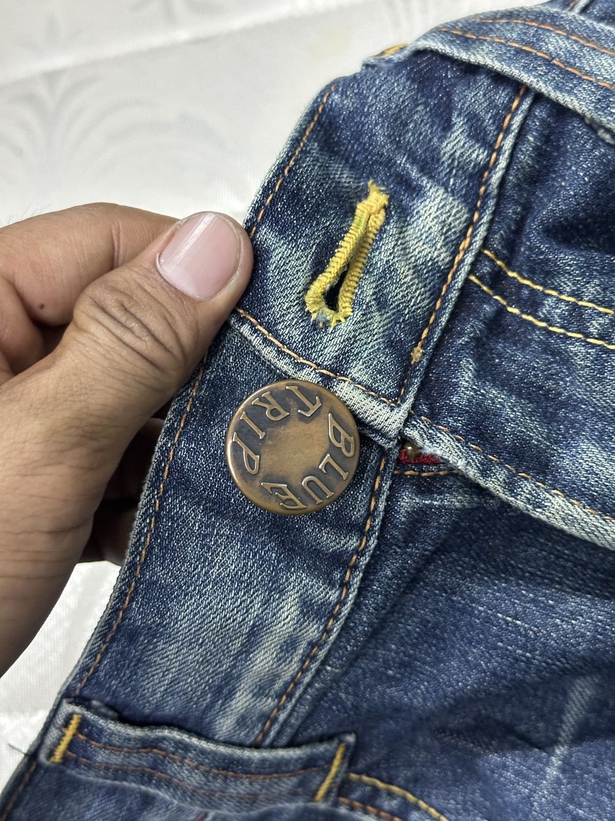 Kapital Flare 💥🎌 90s Style Edwin Blue Trip Buckle Back Size US 33 - 7 Thumbnail