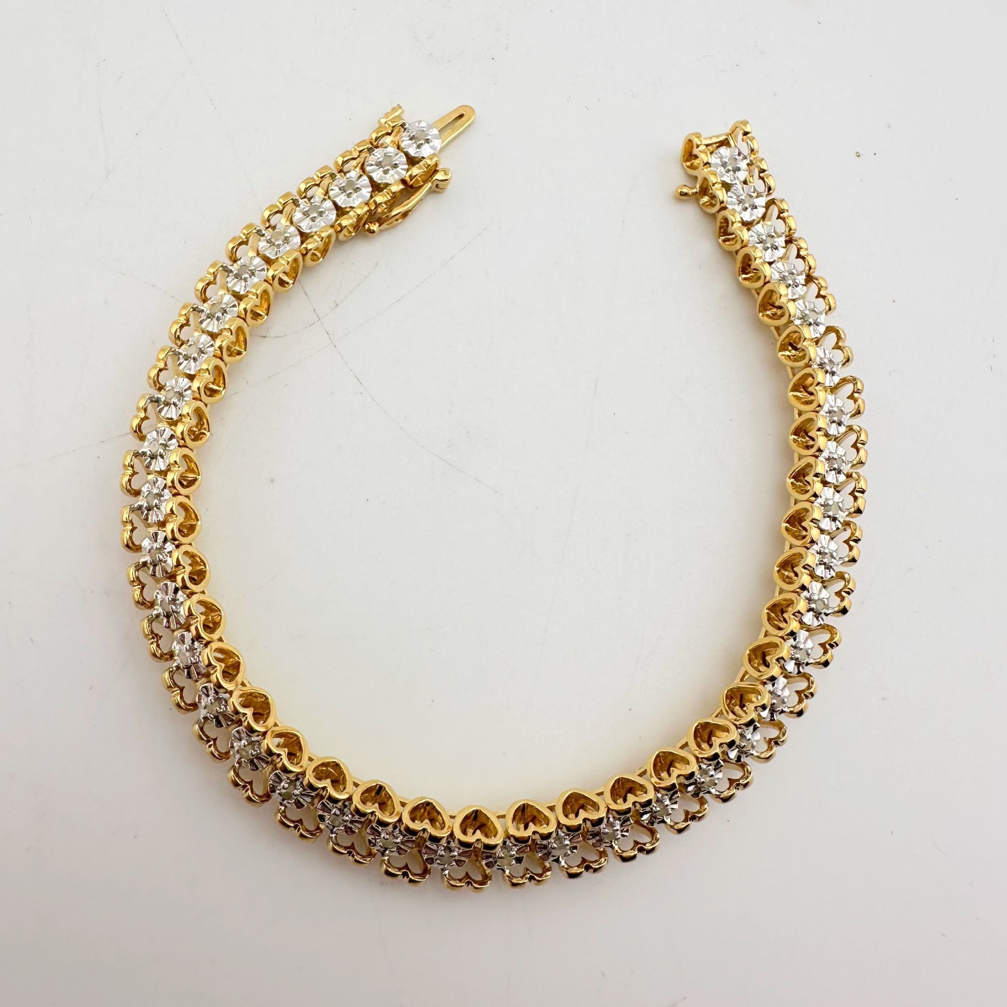 Other 1/2 Carat Diamond Bracelet w Heart Pattern on Side 14kt Gold Size ONE SIZE - 10 Thumbnail