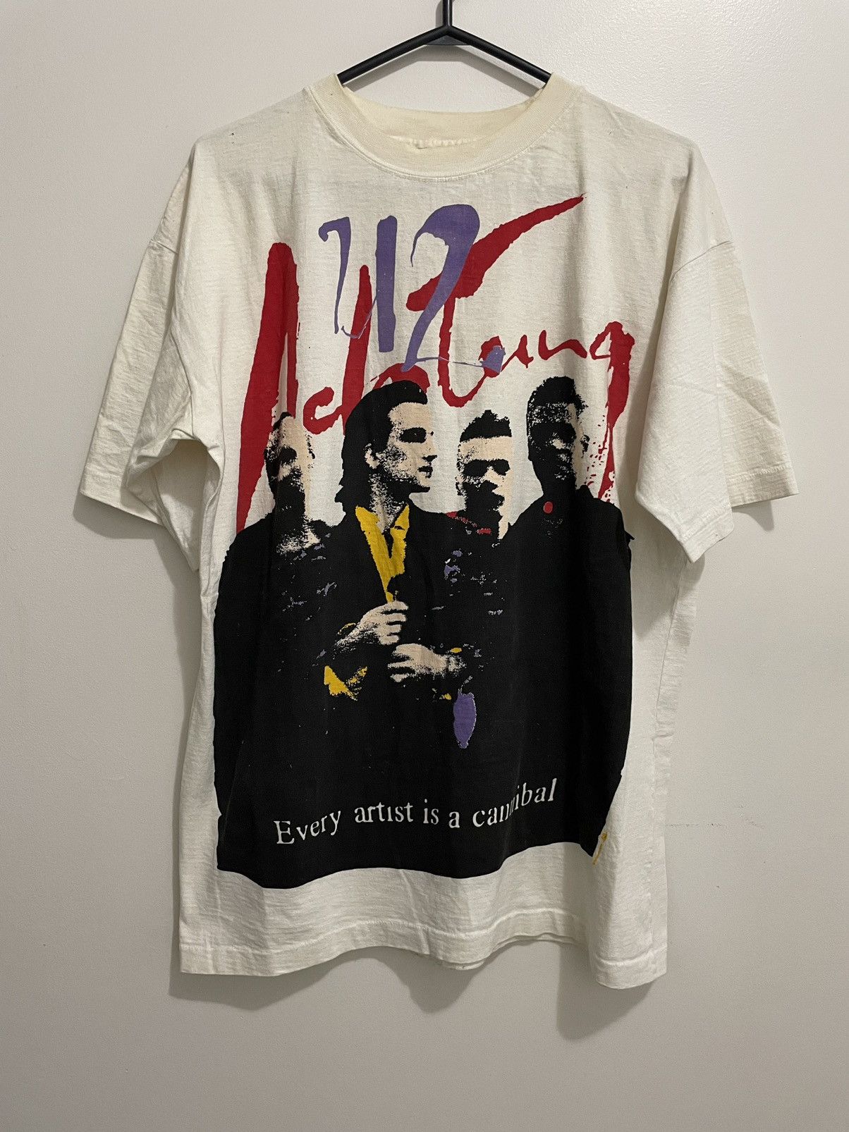 image of Band Tees x Vintage 1991 U2 Band T-Shirt in White, Men's (Size XL)