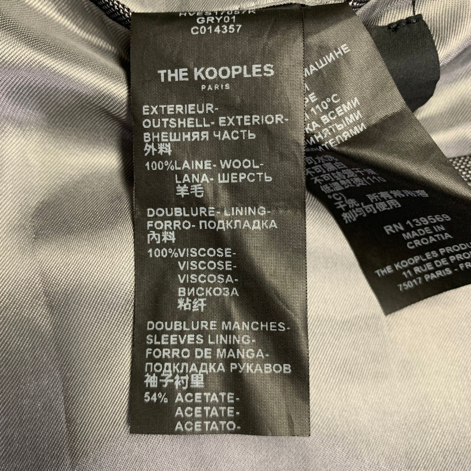 The Kooples THE KOOPLES Size 38 Grey Wool Notch Lapel Suit Size 38R - 7 Thumbnail