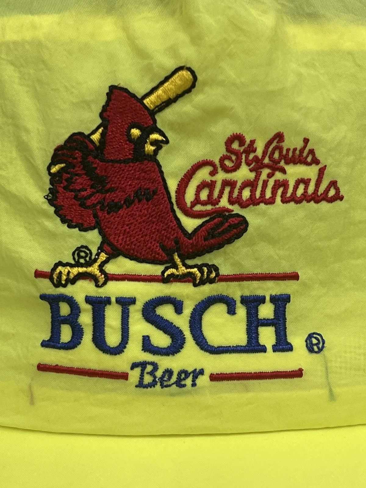 MLB Vintage 90s Busch Beer St Louis Cardinals Neon Snap Back Hat Size ONE SIZE - 3 Thumbnail