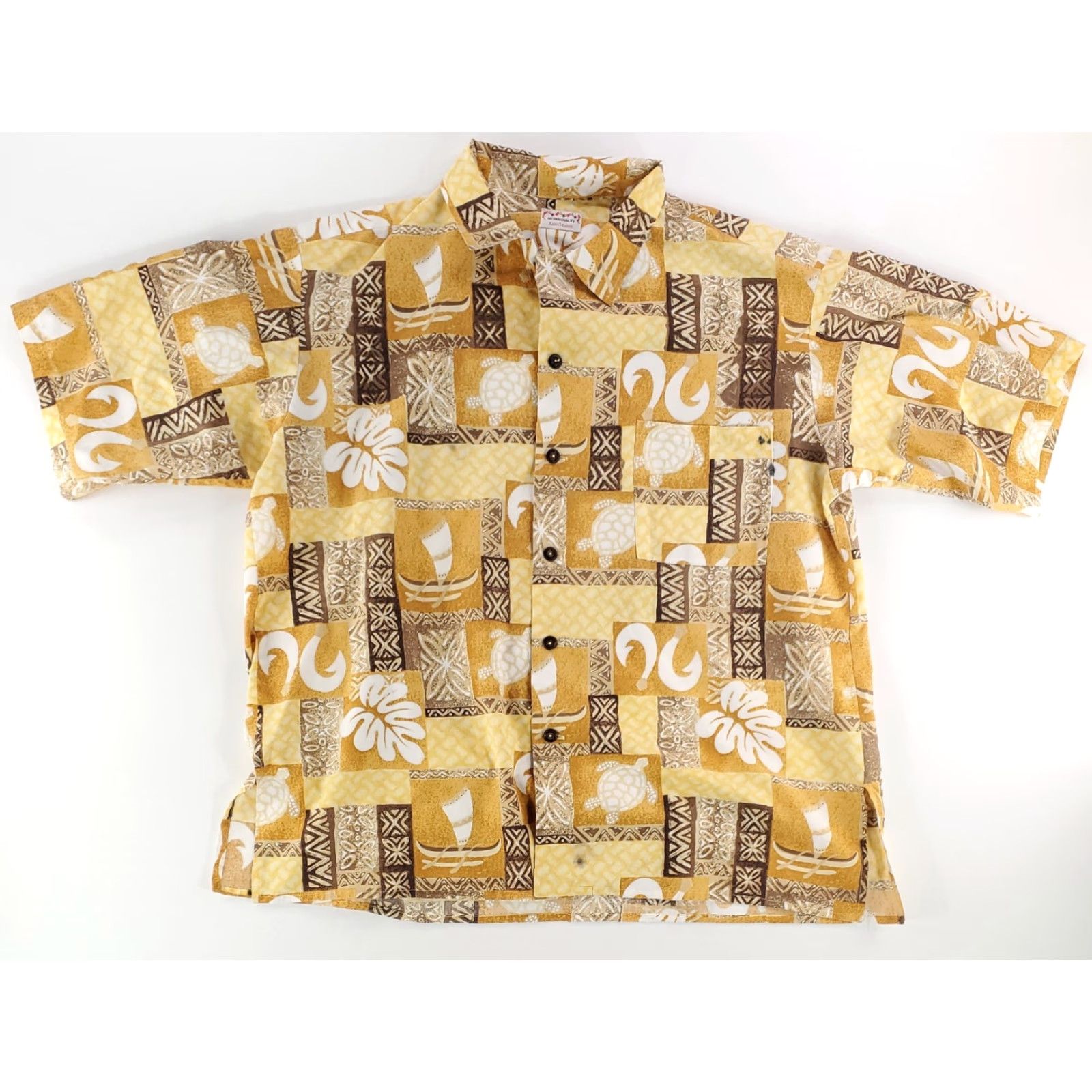 Vintage VINTAGE Kalei-O-Kalani Shirt 2XL Mens Short Sleeve Yellow Turtles 70s Button Up Size US XXL / EU 58 / 5 - 2 Thumbnail