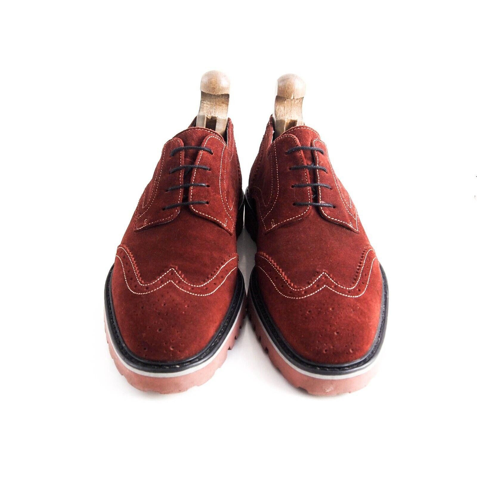 Designer Floris Van Bommel Brogues Red Rust Suede Mens US 9 EU 42 Size US 9 / EU 42 - 3 Thumbnail