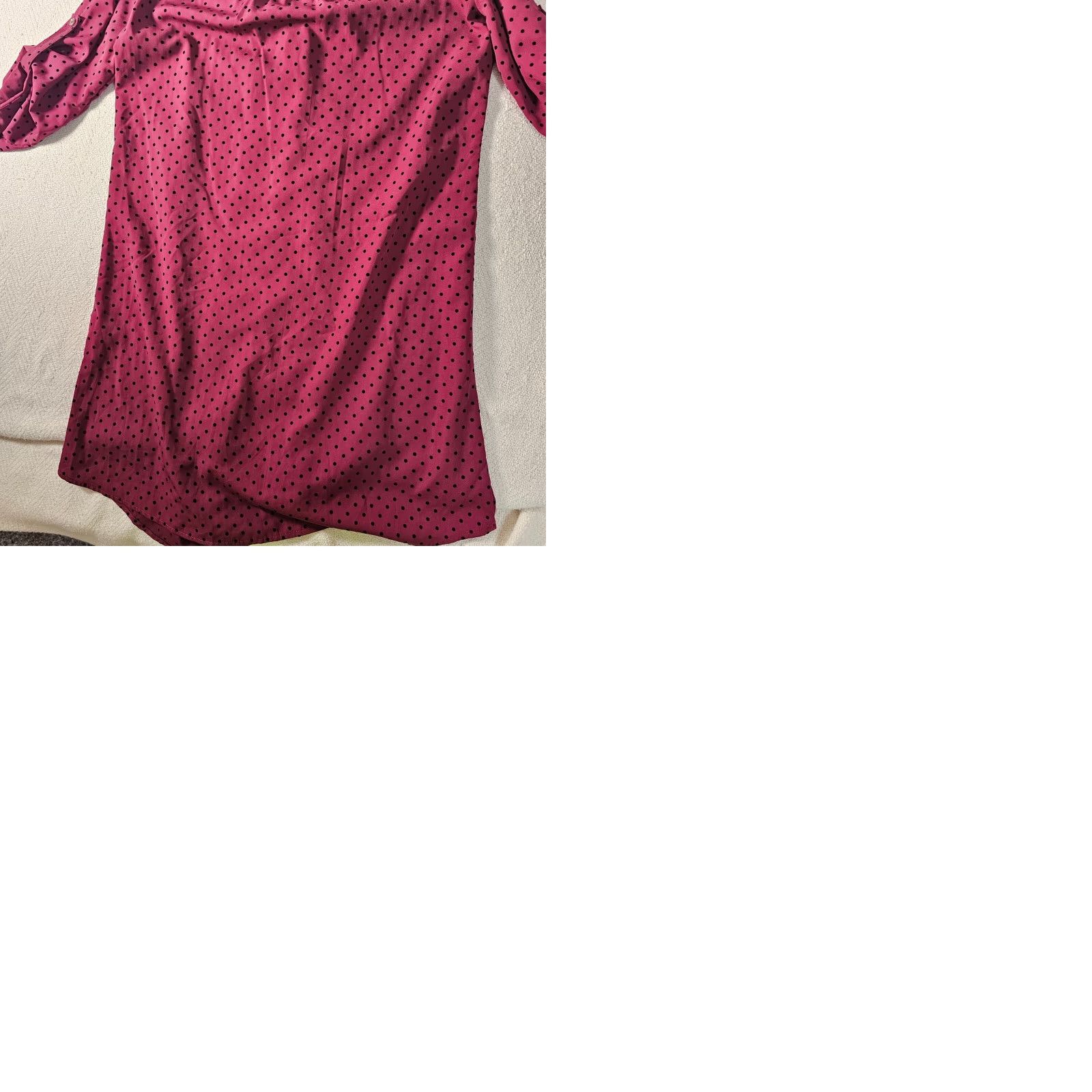 Vintage 41 Hawthorn Women Burgundy Polka Dot Above Knee Button Up Dress XS - 3/4 Sleeve, V-Neck, Belted, Short Dress, Regular, Fall Spring Summer, Women Size XS / US 0-2 / IT 36-38 - 9 Thumbnail