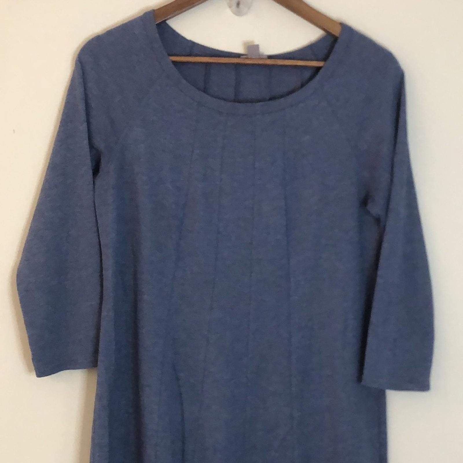 Other J. Jill Blue midi Tee shirt dress cropped sleeves soft SM Size S / US 4 / IT 40 - 2 Thumbnail