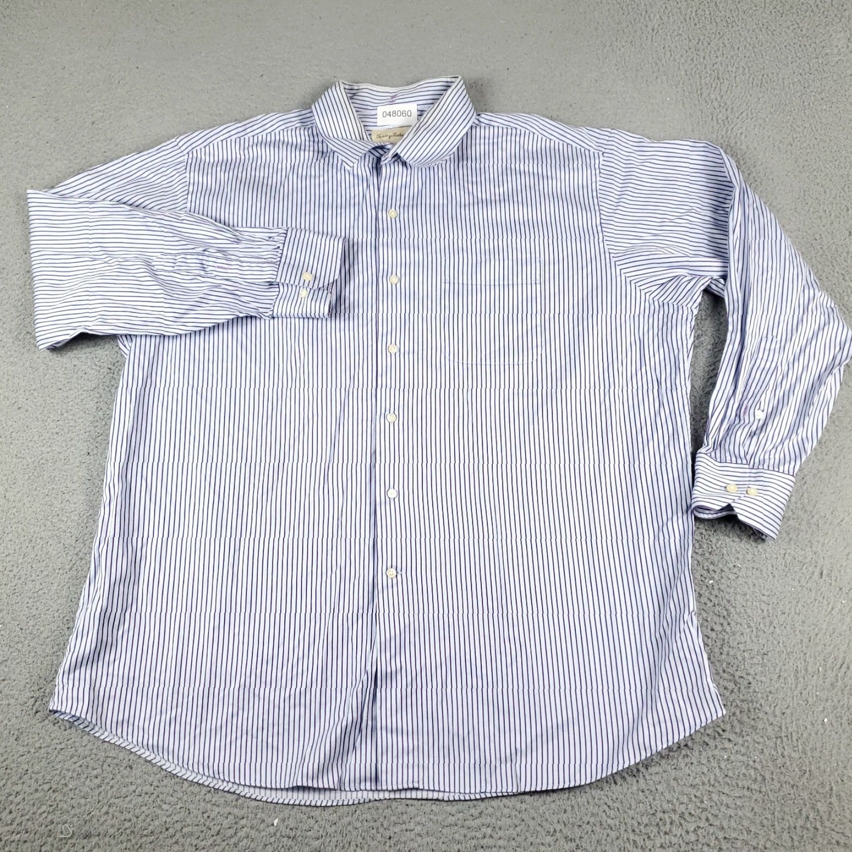 Tommy Bahama Tommy Bahama Shirt Mens 17 Purple Striped Dress Button Up Long Sleeve - Classic, Modern, Preppy, Wedding, Workwear Mens Dress Shirt Size 46R - 2 Thumbnail