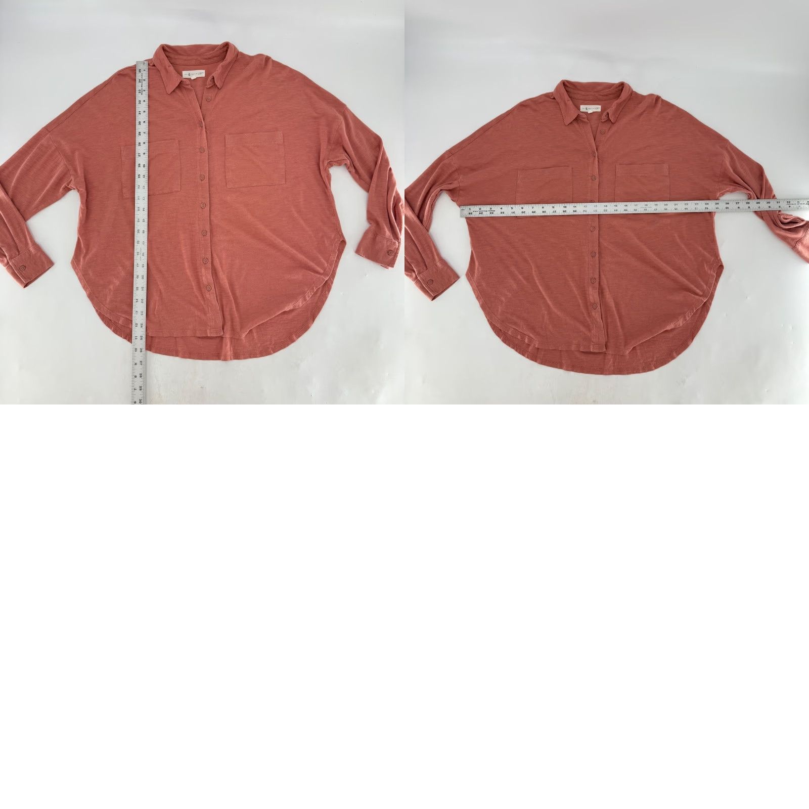 Lou & Grey Lou & Grey for LOFT Button Down Shirt Top Long Sleeve Pockets Organic Cotton Orange Womens M Size M / US 6-8 / IT 42-44 - 8 Thumbnail