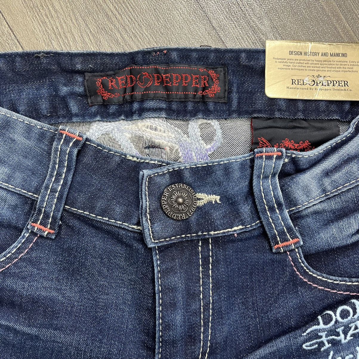 Ed Hardy Dead stock Y2K RedPepper x Ed Hardy Embroidery Flared Jeans Size 29" - 12 Thumbnail