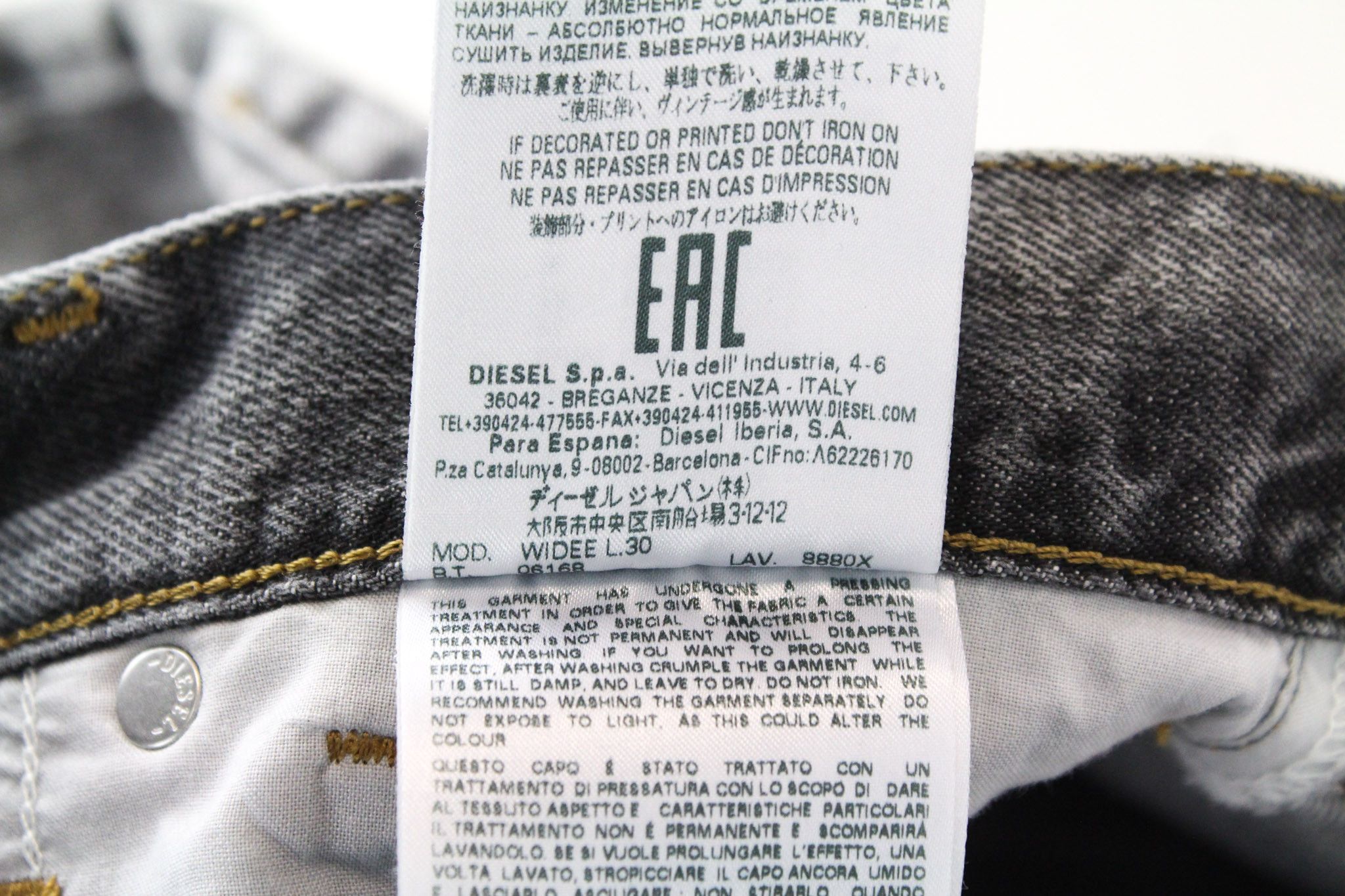 Diesel WIDEE 8880X W24/L30 Grey Cotton Straight Jeans 69498 Size 24" / US 00 / IT 34 - 8 Thumbnail