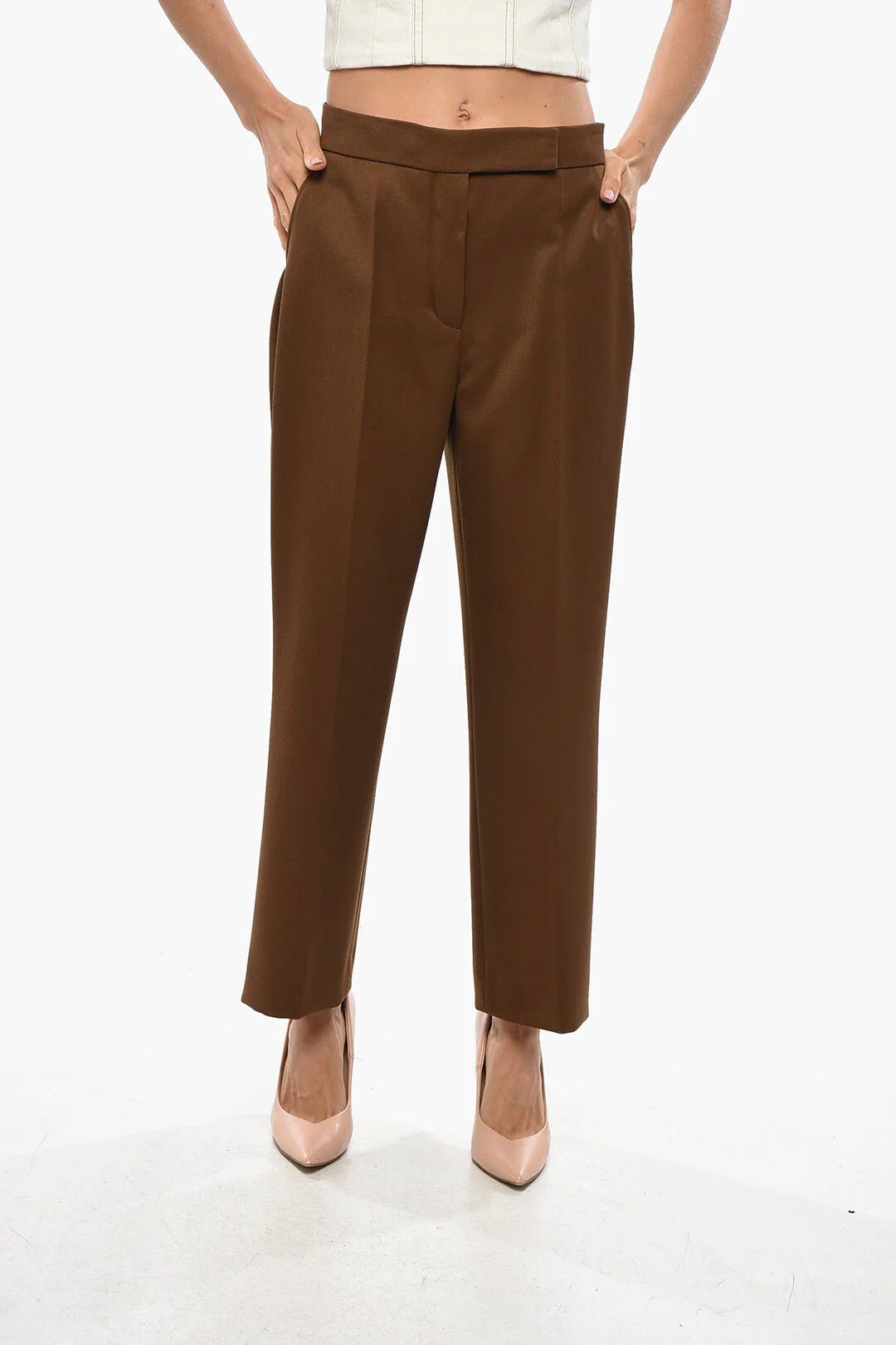 Tory Burch og1mm0426 Wool-Twill Chino Pant in Brown Size 28" / US 6 / IT 42 - 1 Thumbnail