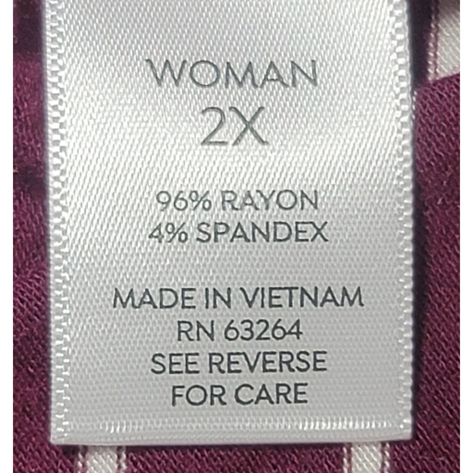 Other Westport Burgundy White Striped Bell Sleeves Top 2X Plus Size XXL / US 16-18 / IT 52-54 - 5 Thumbnail