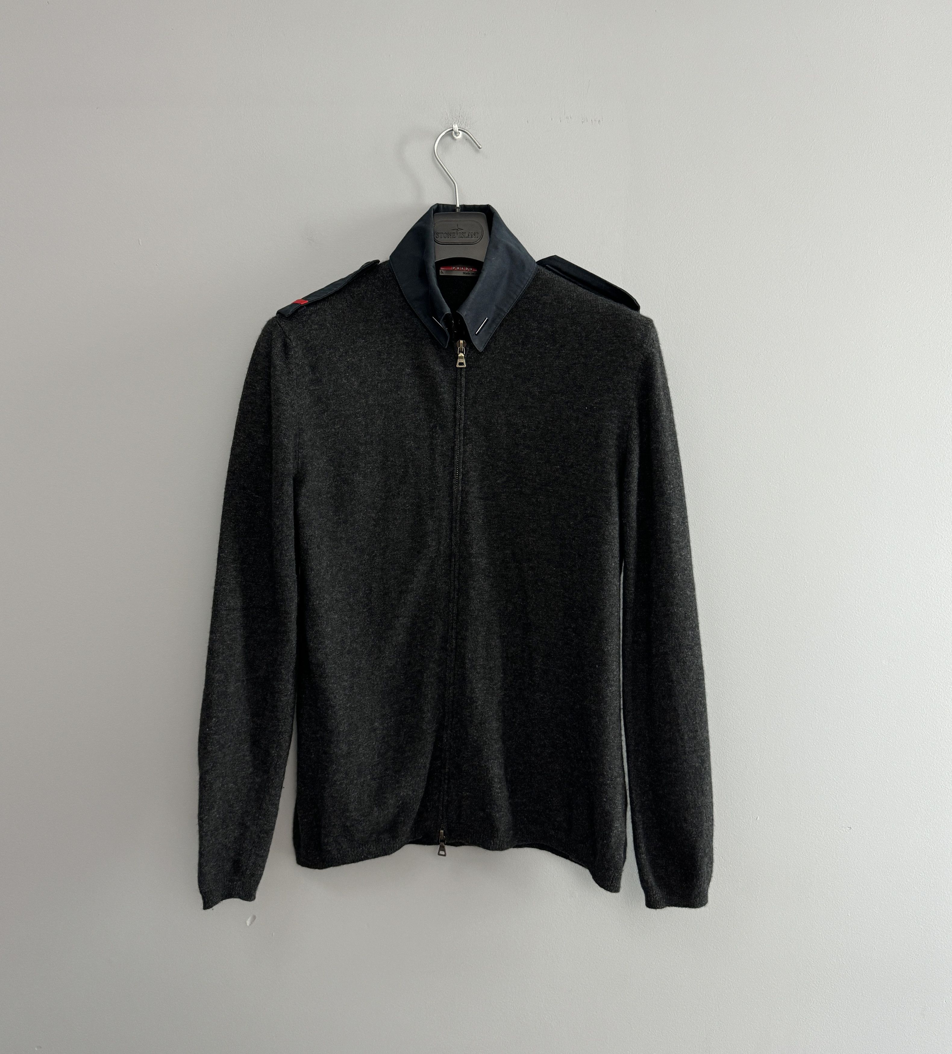 Prada PRADA Wool Sweater Jacket Cardigan Gray Size 44 Full Zip Size M / US 6-8 / IT 42-44 - 1 Thumbnail