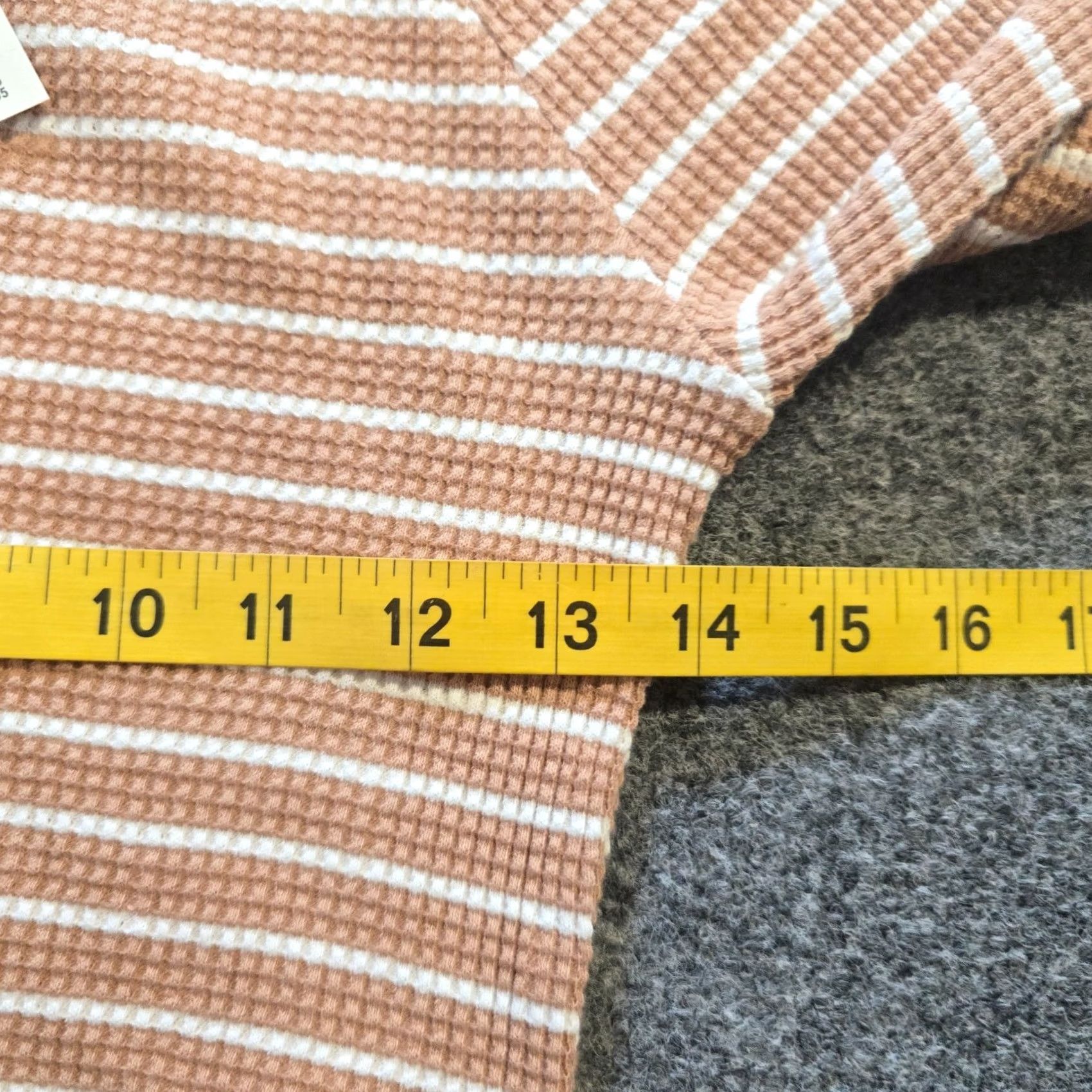 Vintage Aerie Top Womens Small Beige White Striped Thermal Waffle Knit Cropped Casual Shirt Size S / US 4 / IT 40 - 5 Thumbnail