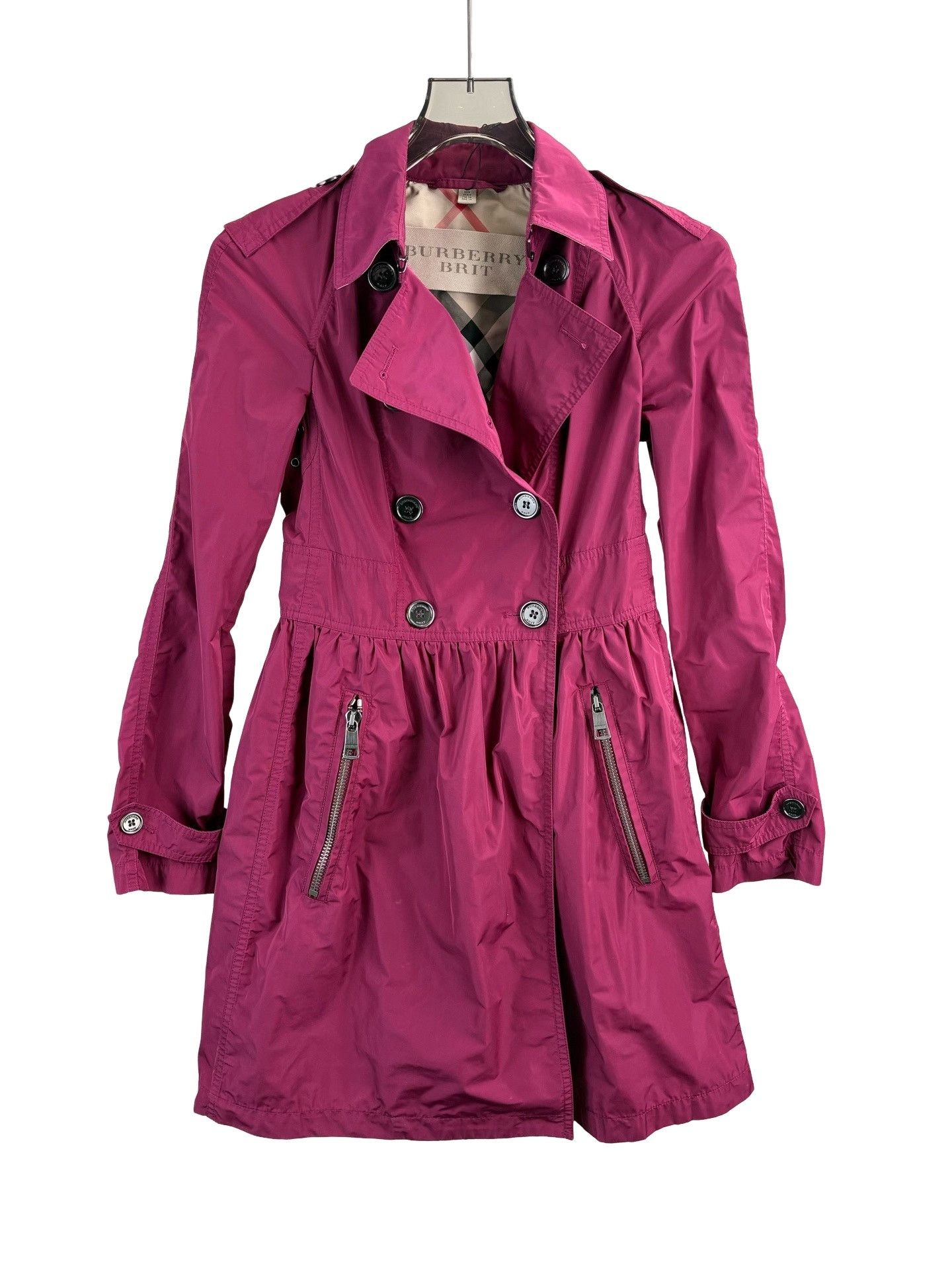 Burberry Burberry Brit Fuchsia Trench Coat UK 6 Size XS / US 0-2 / IT 36-38 - 1 Thumbnail
