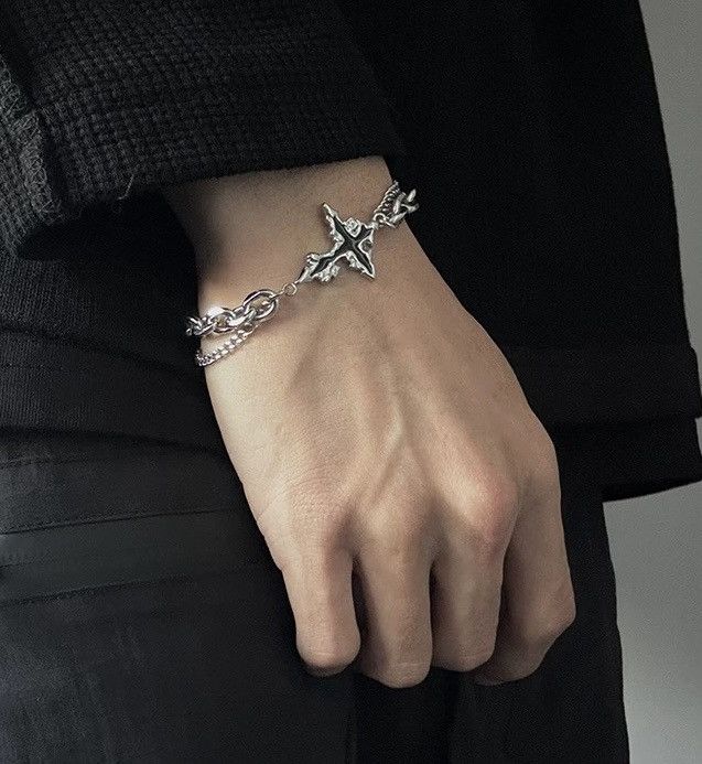 Jewelry Retro gothic punk y2k layered melted cross bracelet Size ONE SIZE - 5 Thumbnail