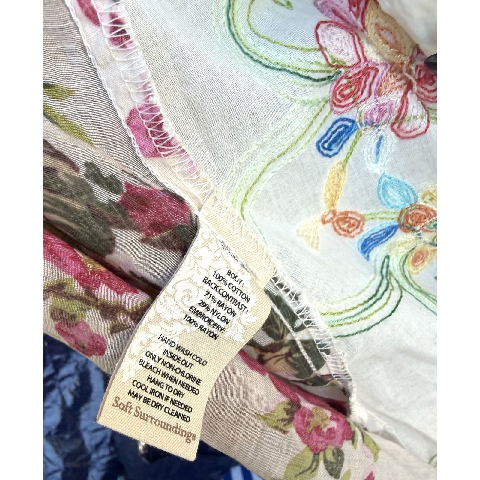 Soft Surroundings Soft Surroundings Blouse Tunic Women Small Multicolor Floral Embroidered Cotton Boho Festival Size S / US 4 / IT 40 - 7 Thumbnail