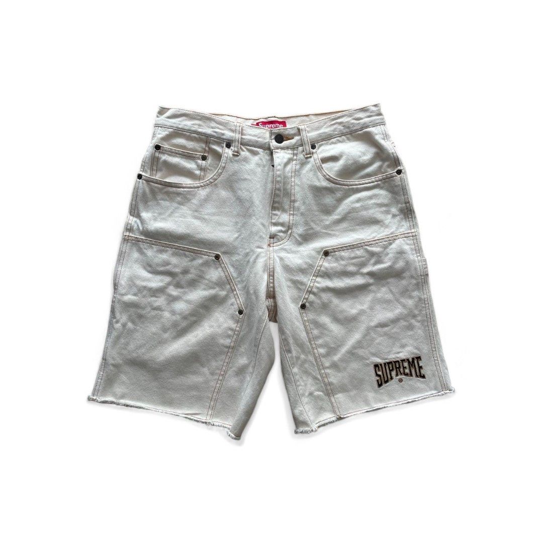 Image of Supreme - 30 Double Knee Cutoff Shorts Beige White Sand Ss23, Men's