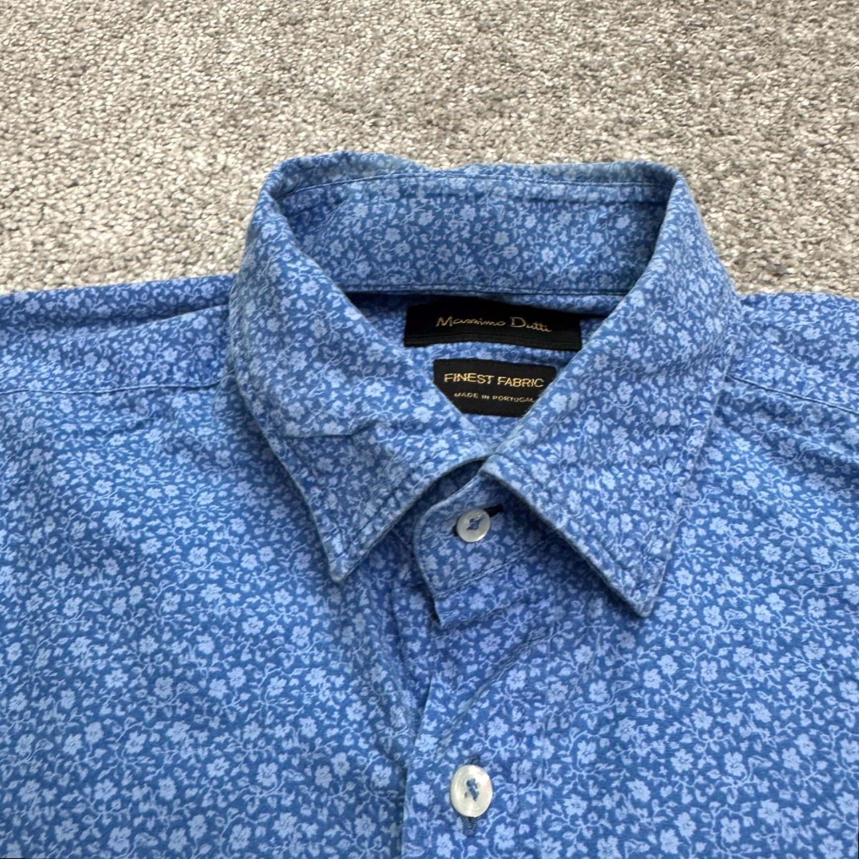 Massimo Dutti Massimo Dutti Button-Up Shirt Mens M Blue Floral Classic Preppy Casual Workwear Shirt Size US M / EU 48-50 / 2 - 3 Thumbnail