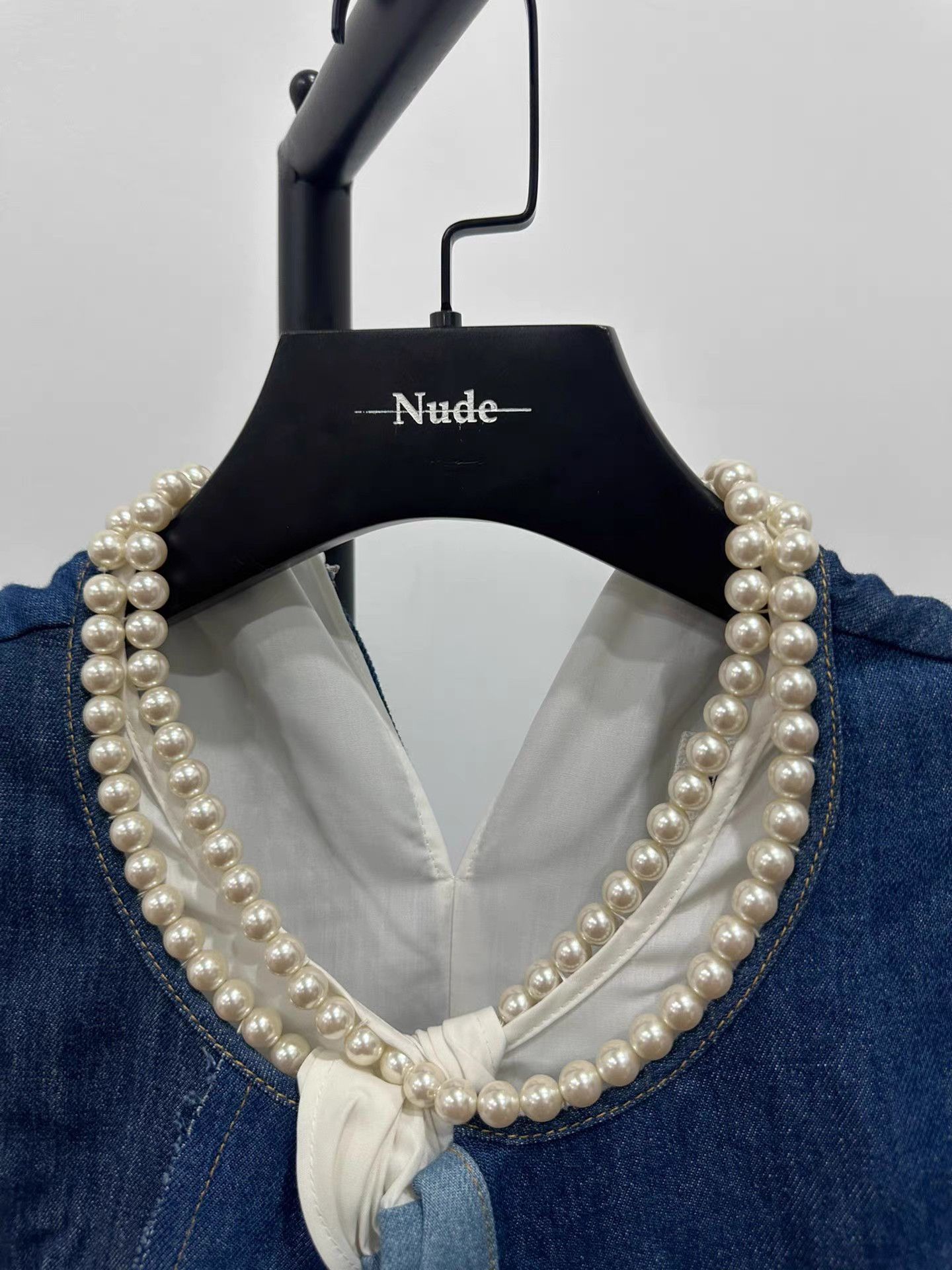 Junya Watanabe Junya Watanabe Denim Patchwork & Pearl Dress K20 Size S / US 4 / IT 40 - 4 Thumbnail