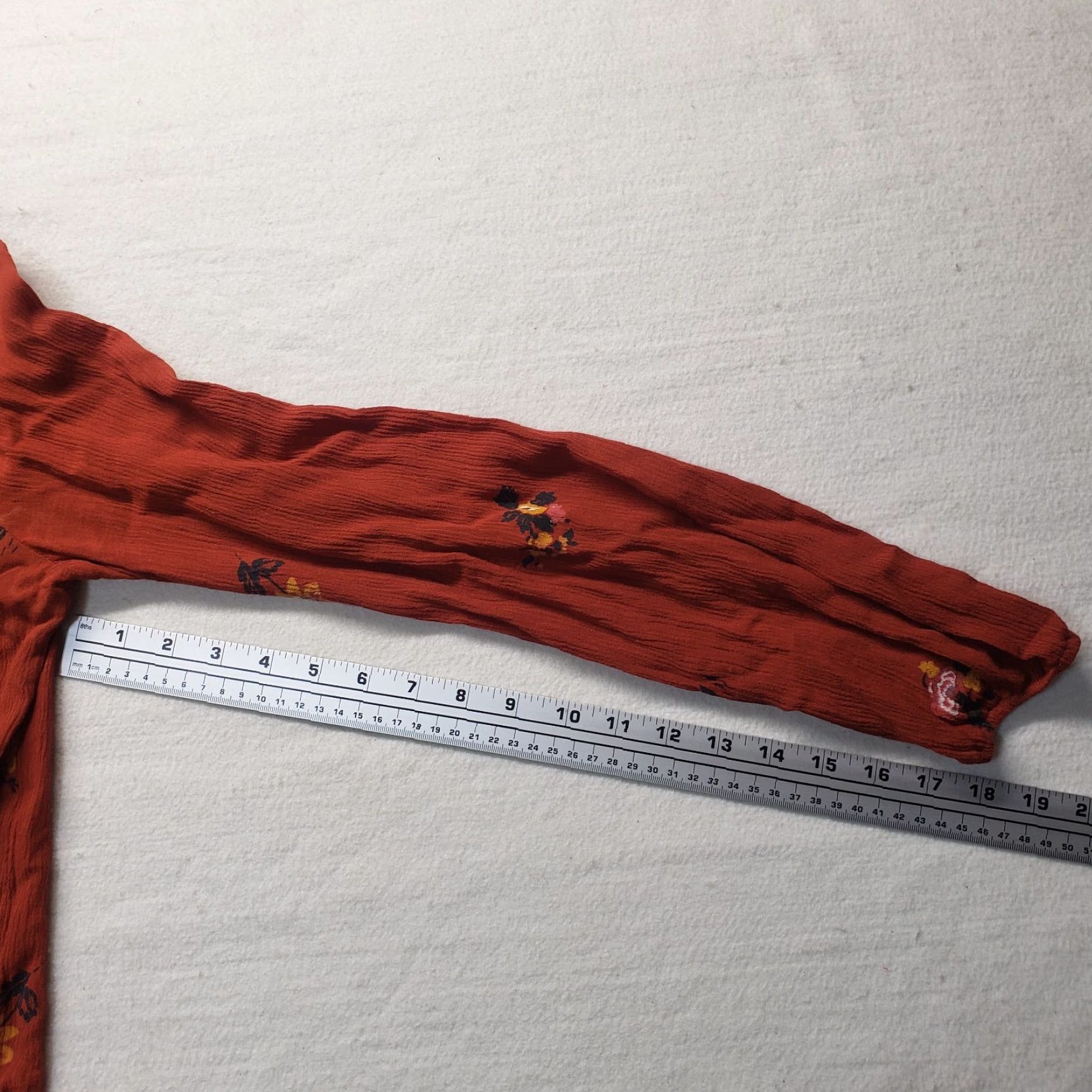Mossimo MOSSIMO Blouse Shirt Women's Boho Tunic Long Sleeve Over Lay Orange Floral XS Lace Sheer 90s Inspired Size XS / US 0-2 / IT 36-38 - 6 Thumbnail