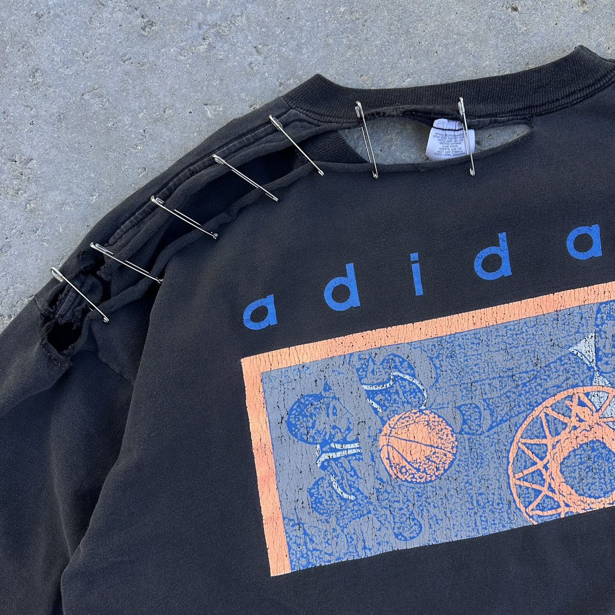 Adidas VTG 90’s Adidas Faded Distressed Safety Pin Graphic Shirt Size US XL / EU 56 / 4 - 3 Thumbnail