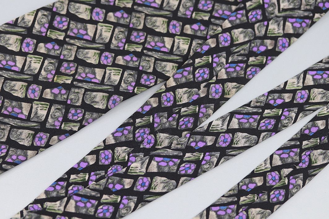 Other J. Garcia Snail Garden Silk Tie – Purple and Stone Print Size ONE SIZE - 10 Thumbnail