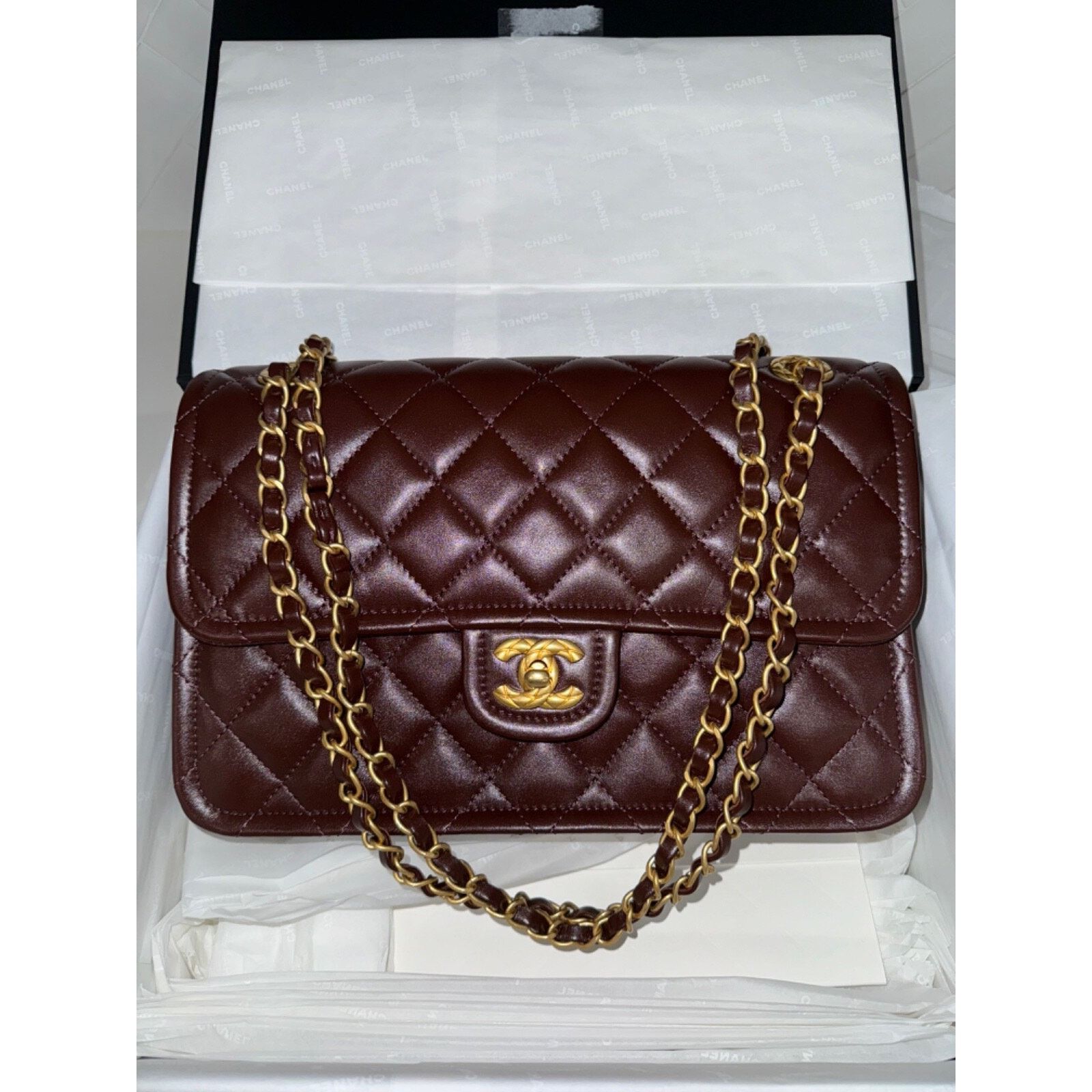 Chanel Chanel Dark Brown Large CC Gold Classic Shoulder Bag Size ONE SIZE - 2 Thumbnail