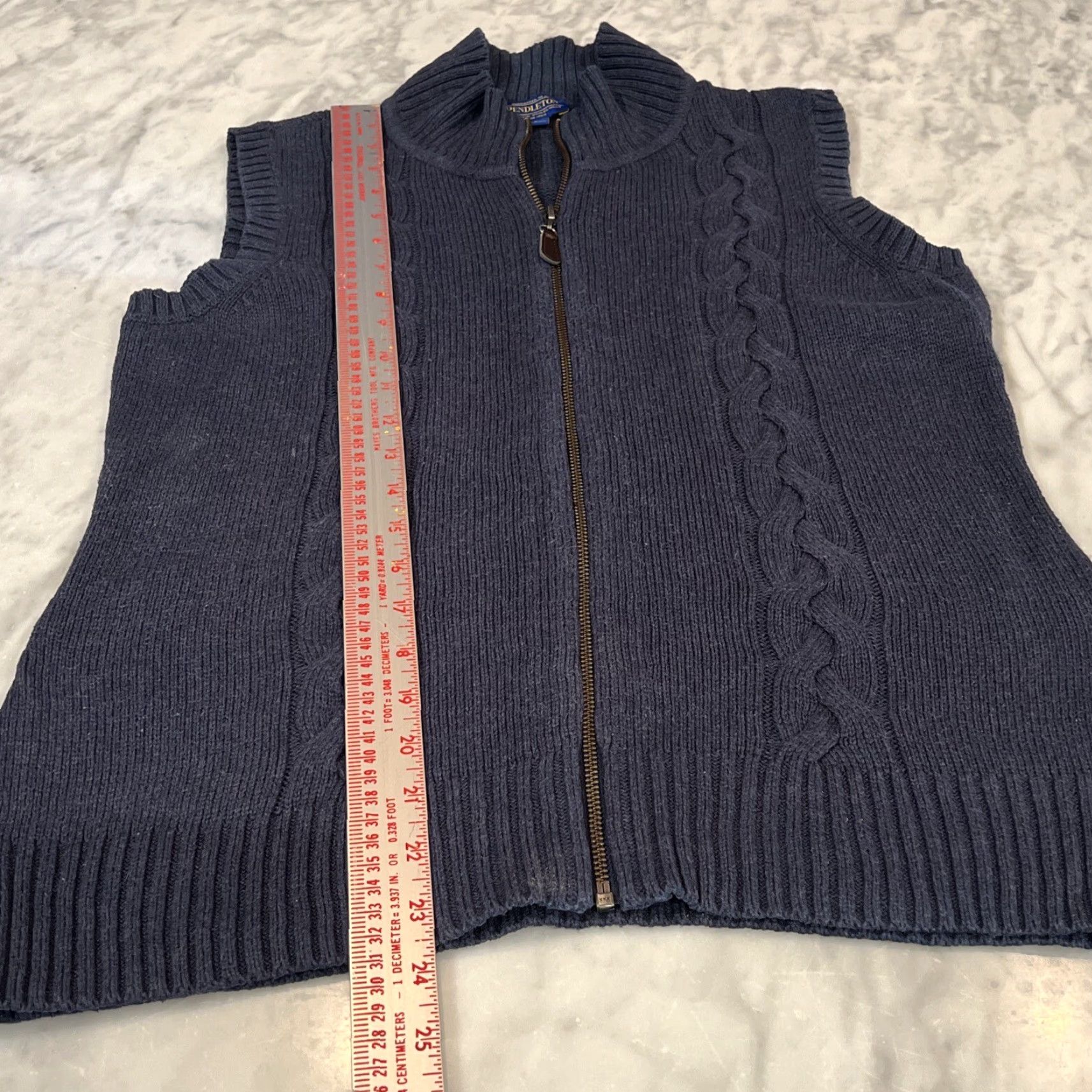 Pendleton Pendleton Sweater Vest Women’s Small Blue Mock Neck Full Zip Cable Knit Vest Size S / US 4 / IT 40 - 5 Thumbnail