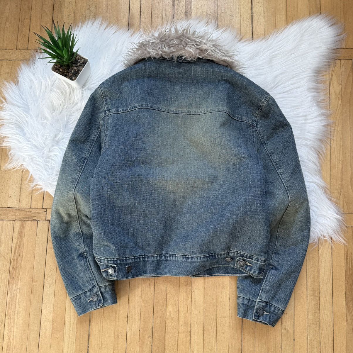 If Six Was Nine 📌 Crazy Y2K Fur Sherpa 00s Vintage Denim Jacket Size M / US 6-8 / IT 42-44 - 11 Thumbnail