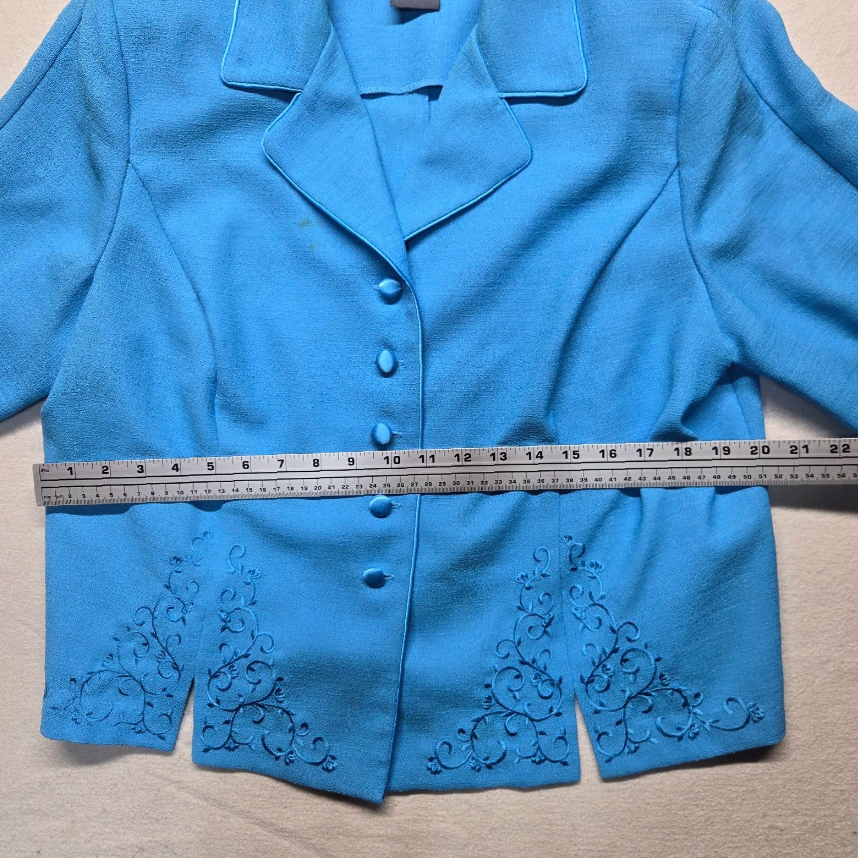 Vintage Koret Blazer Solid Blue Button Up Jacket Career Office Adult Women's Size 16WP Tweed Solid Blue Blazer Women 16P Koret Blazer Size XXL / US 16-18 / IT 52-54 - 6 Thumbnail