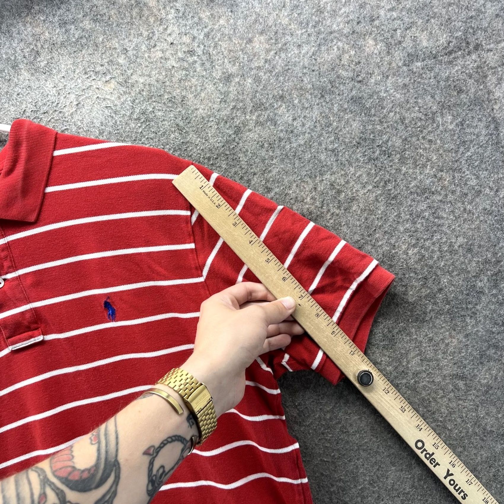 Polo Ralph Lauren Polo Ralph Lauren Shirt Mens Large Red White Stripe Pony Logo Polo Short Sleeve Size US L / EU 52-54 / 3 - 5 Thumbnail