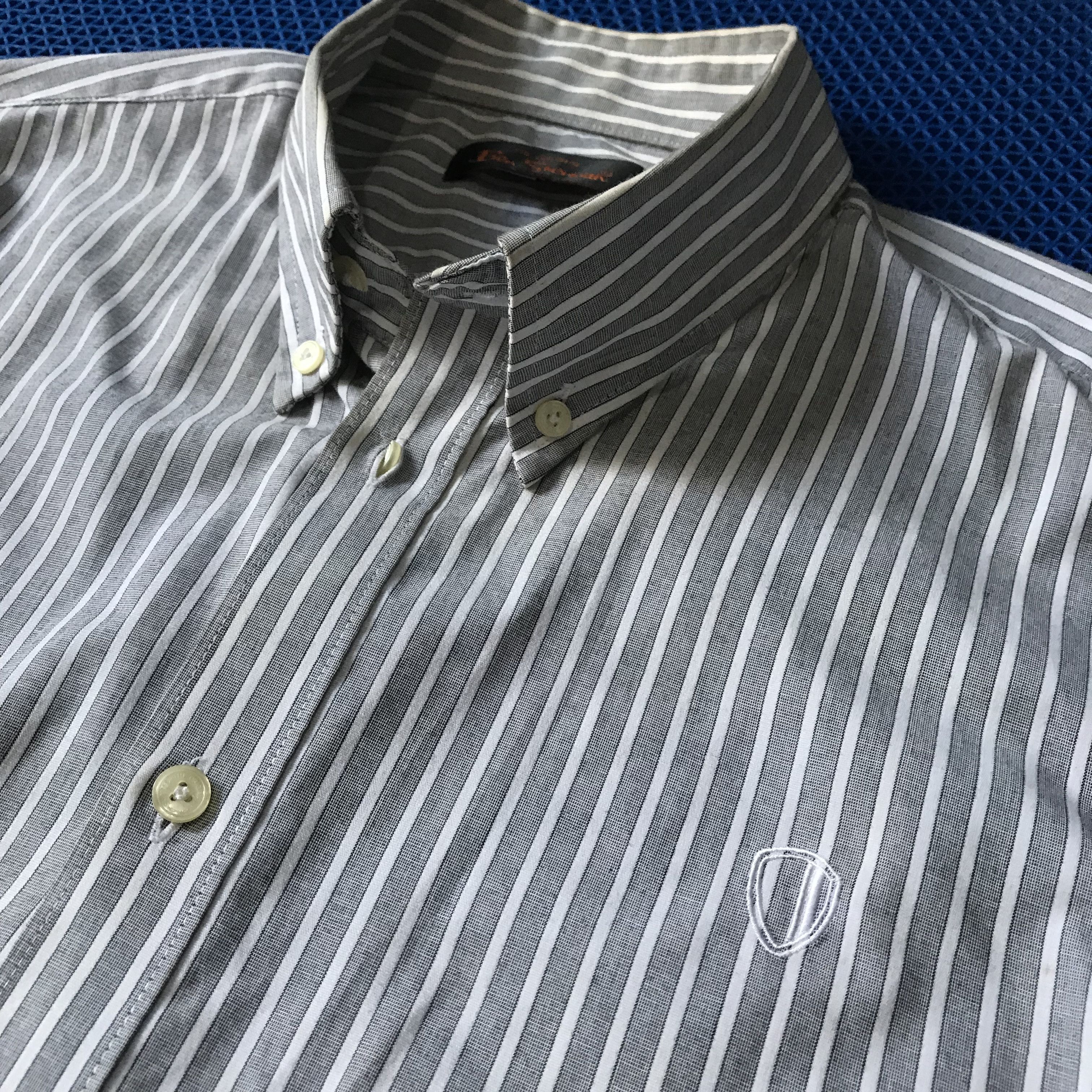 Ben Sherman × Vintage Ben Sherman Grey Stripes Shirt Button down 3 finger Colar Size US XL / EU 56 / 4 - 5 Thumbnail