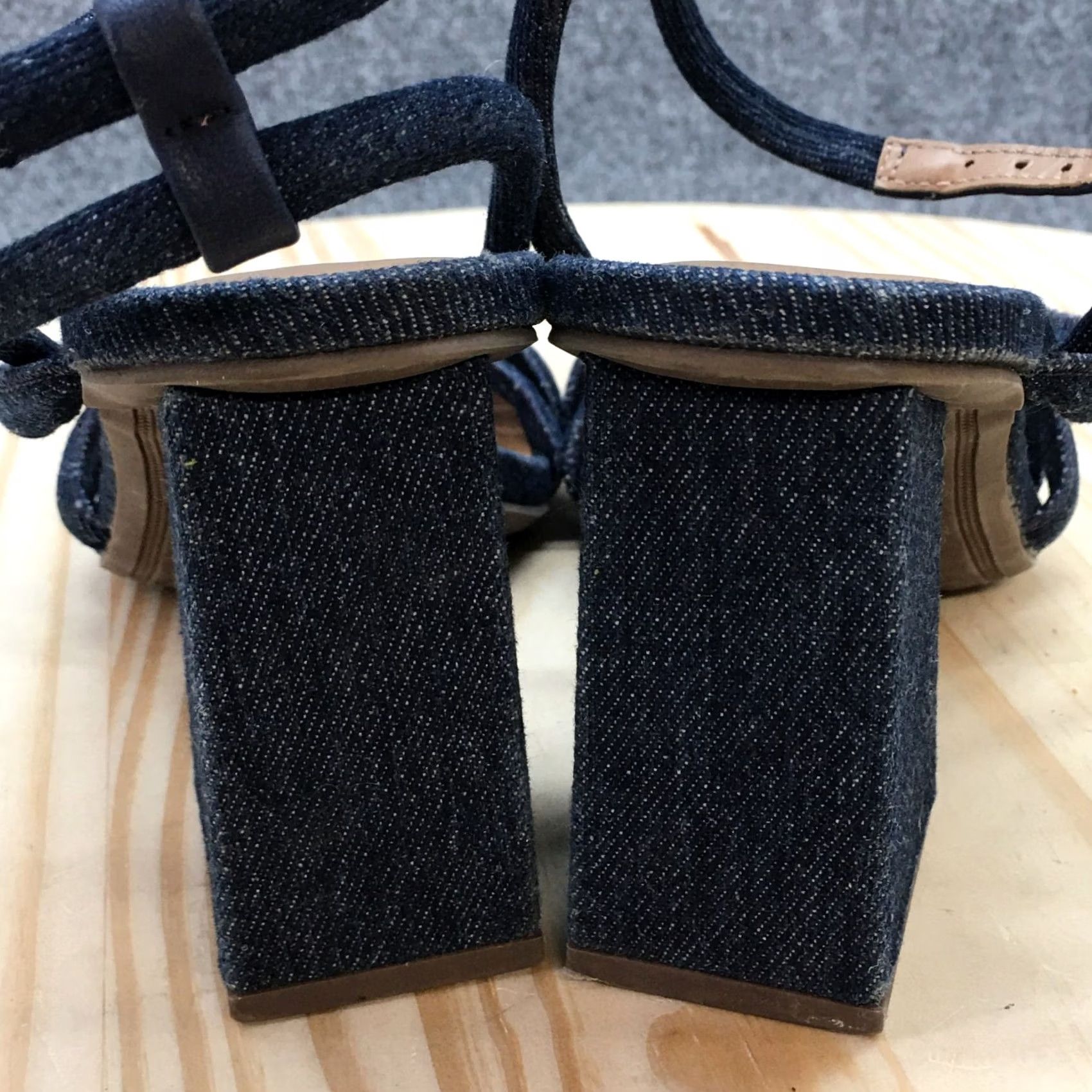 Vintage A New Day Sandals Womens 7 Katana Gladiator Blue Denim Ankle Strap Block Heels Size US 7 / IT 37 - 7 Thumbnail