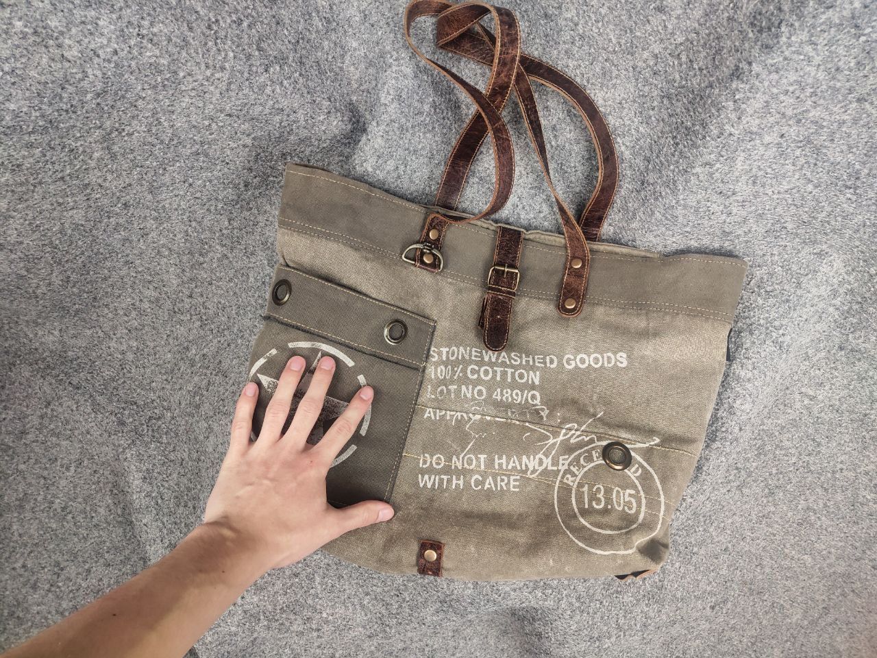 Vintage Myra India Design Vintage Leather & Canvas Tote Shoulder Bag Size ONE SIZE - 14 Thumbnail