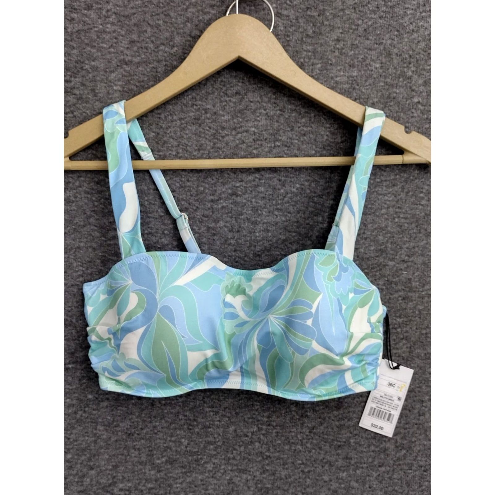 Vintage Shade & Shore Women's Lift Bralette Top Blue Floral Print Shirt? (Not Vintage) 36C/36 Blue Floral Shade & Shore Women Top Beach 90s? Size XS / US 0-2 / IT 36-38 - 2 Thumbnail