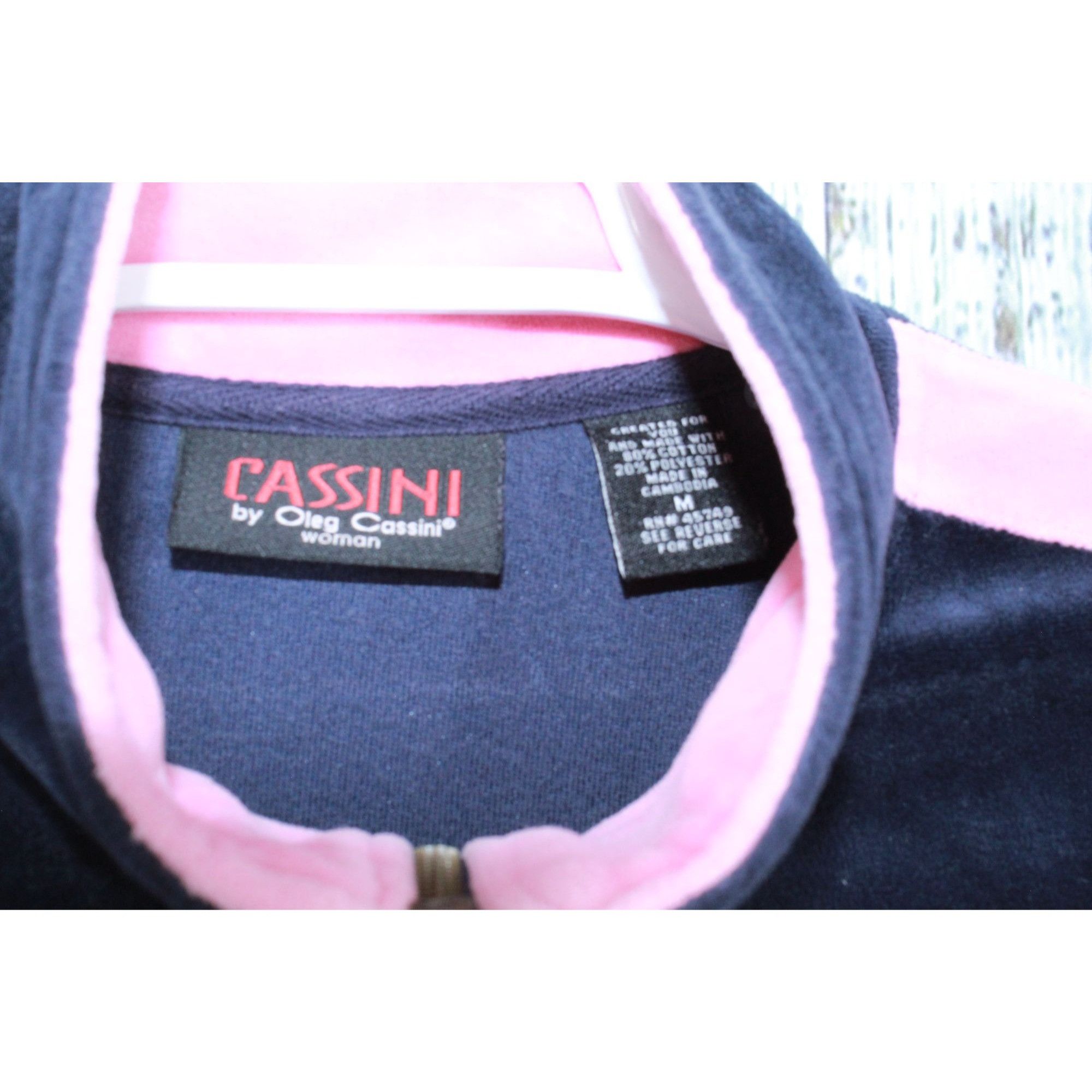 Oleg Cassini Cassini Blue Pink Velour Zip Up Track Sweater Size M / US 6-8 / IT 42-44 - 3 Thumbnail