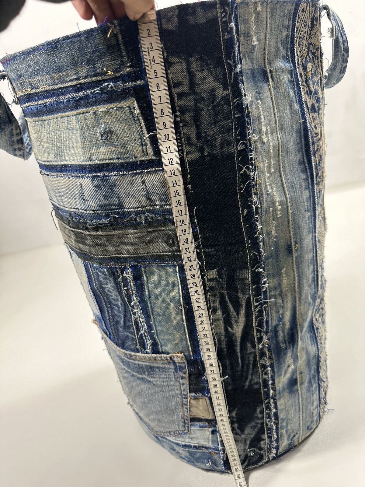 Handmade Custom Made Denim Patchwork Laundry Bag Home Decoration Size ONE SIZE - 11 Thumbnail