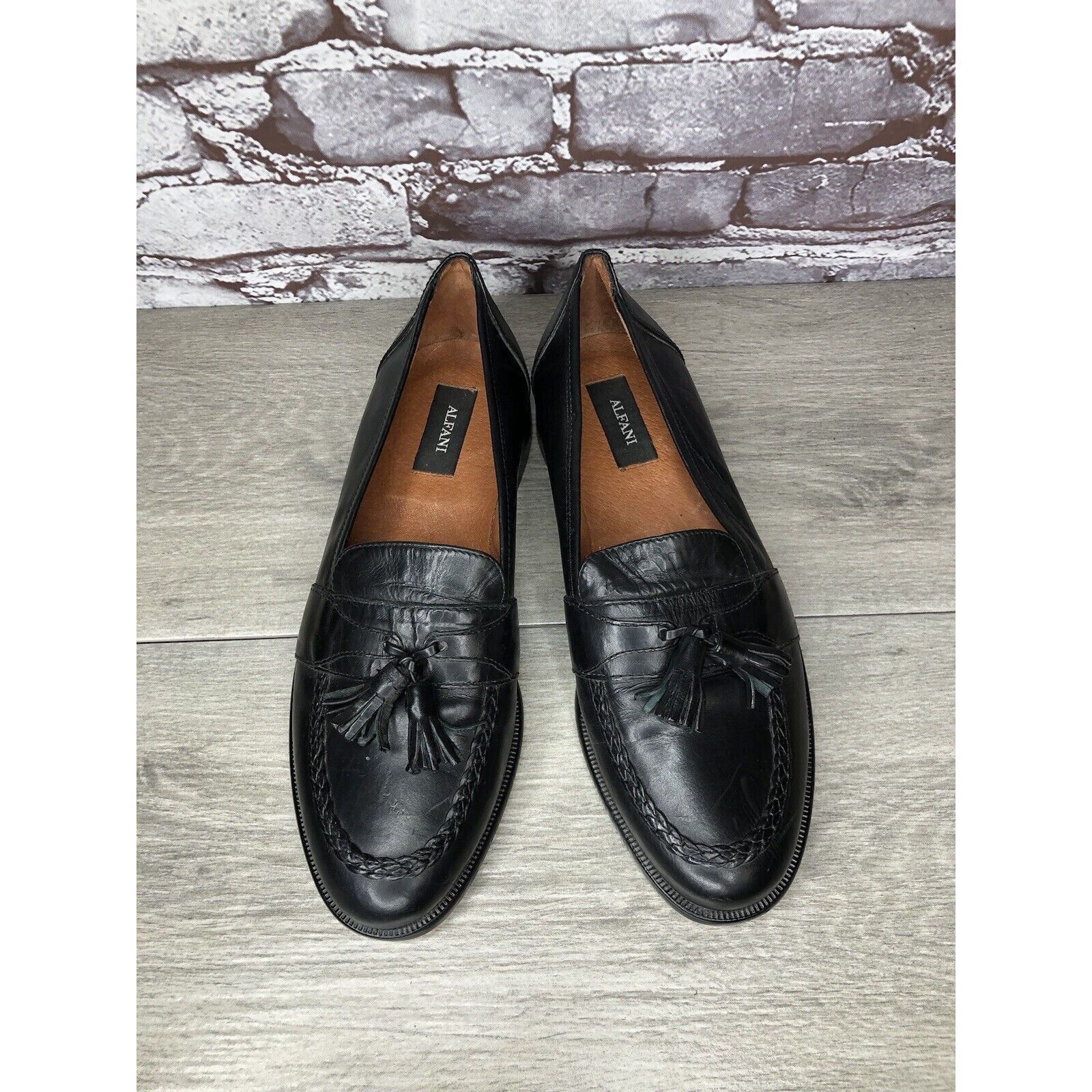 Alfani Alfani Black Leather Braided Tassel Loafers Italy Dress Shoe Size US 8 / EU 41 - 21 Thumbnail