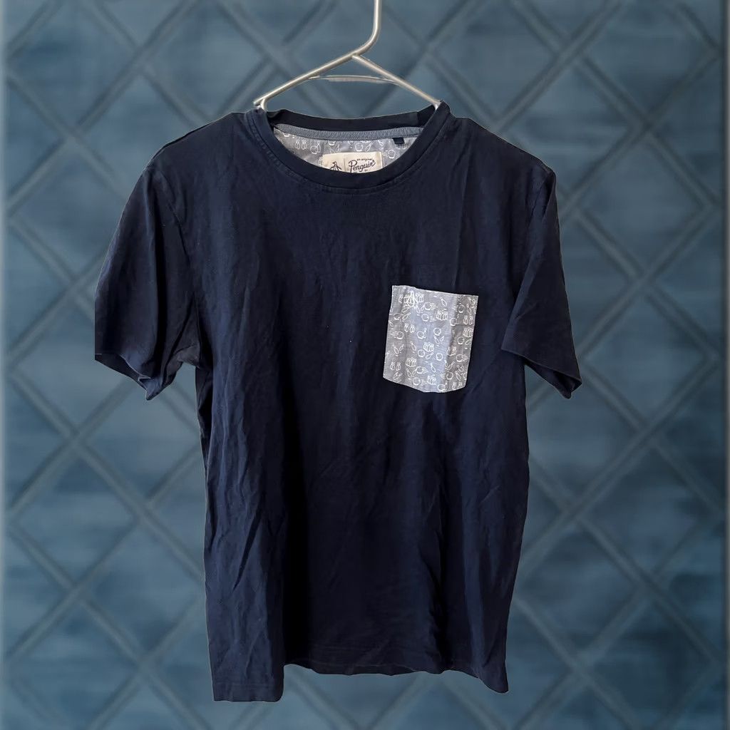 Original Penguin Original Penguin Polo Shirt S Navy Blue Striped Short Sleeve Pocket Chest T - Shirt, Small Preowned Navy Blue Size US S / EU 44-46 / 1 - 1 Thumbnail