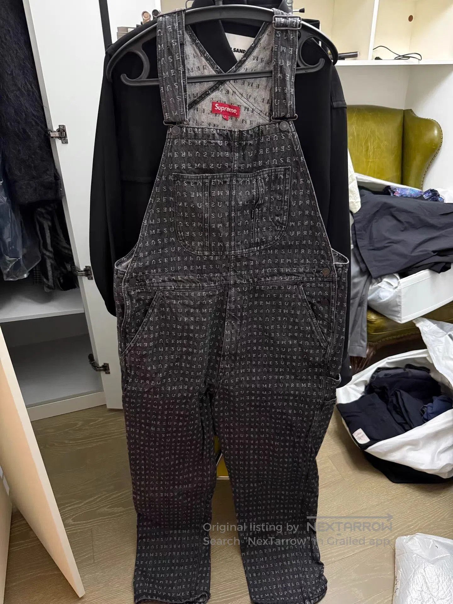 Supreme Black Patterned Denim Overalls. Size US 28 / EU 44 - 1 Thumbnail