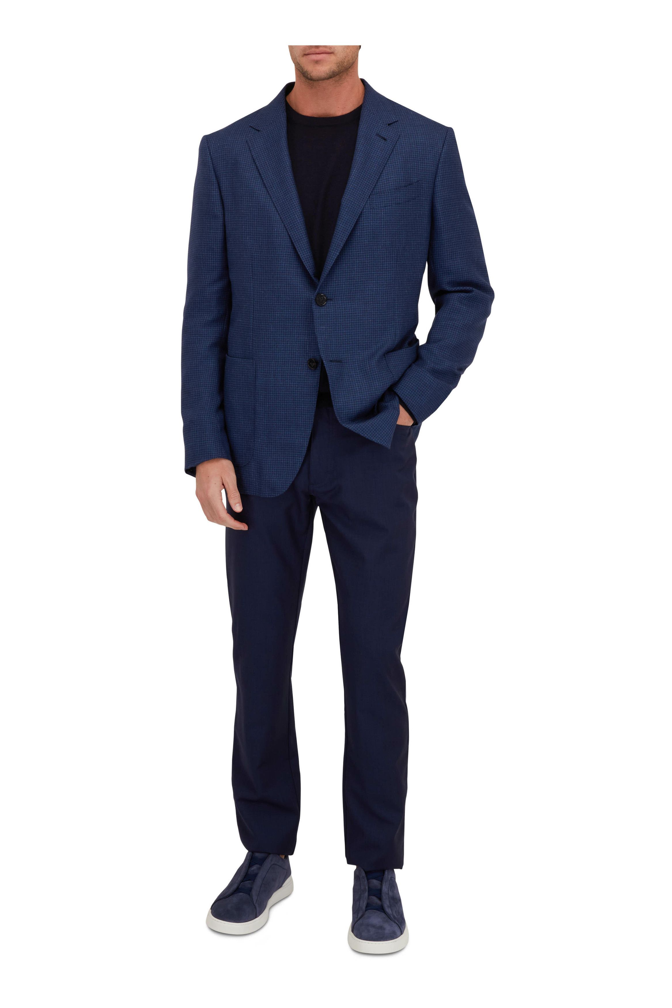 Z Zegna o1mtch0225 Plaid Cashmere Blend Sportcoat in Blue/Charcoal Size US S / EU 44-46 / 1 - 3 Thumbnail