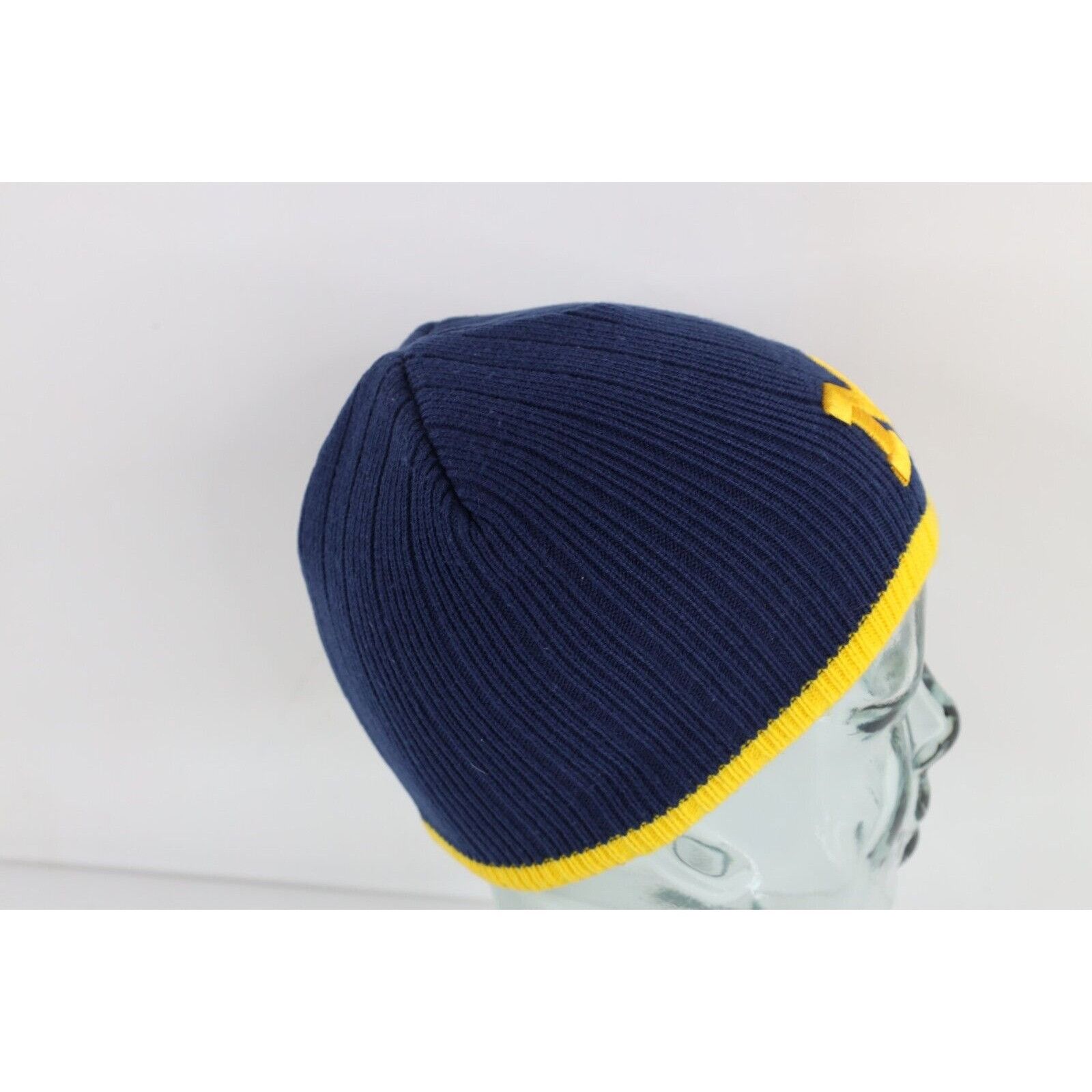 Vintage Vintage 90s University of Michigan Ribbed Knit Beanie Hat Size ONE SIZE - 6 Thumbnail