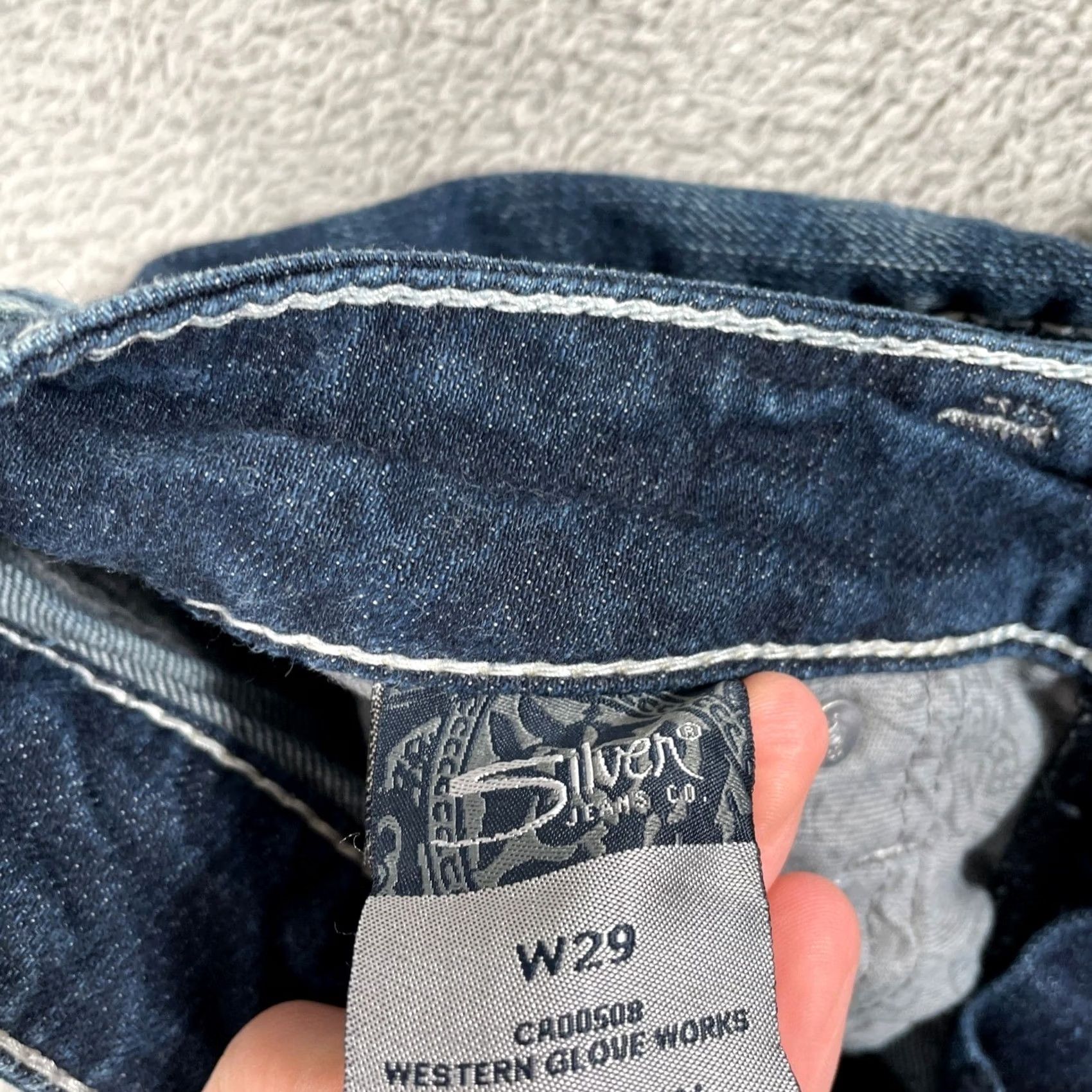 Silver Jeans Co. Silver Jeans Tuesday Capri Jeans Womens W29 Blue Low Embroidered Pocket Distressed Y2K Size 29" - 5 Thumbnail