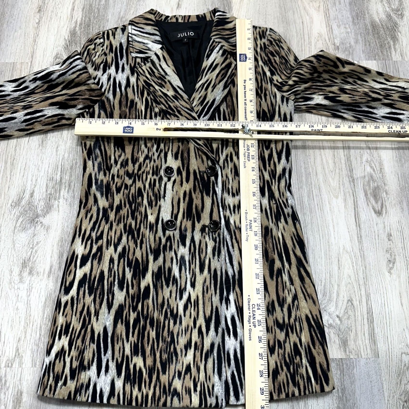 Doublet Julio Blazer Coat Jacket Leopard Print Brown 2 Women Wool Blend Long Sleeve Buttoned Lined Pockets Casual Workwear Fall Winter Vintage: No Size XS / US 0-2 / IT 36-38 - 2 Thumbnail
