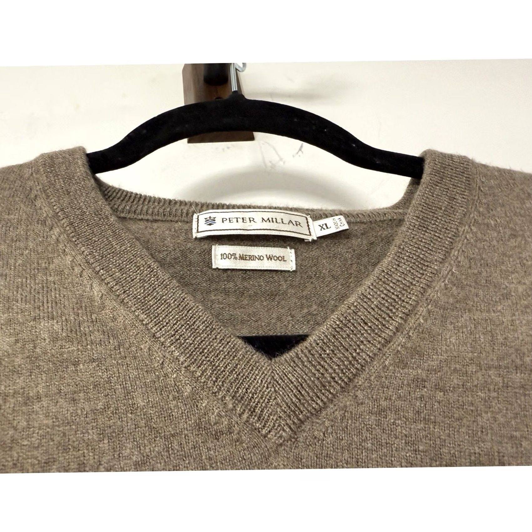 Peter Millar Peter Millar Merino Wool Blend Sweater Brown Solid Knit Men XL V-Neck Pullover Long Sleeve Size US XL / EU 56 / 4 - 6 Thumbnail