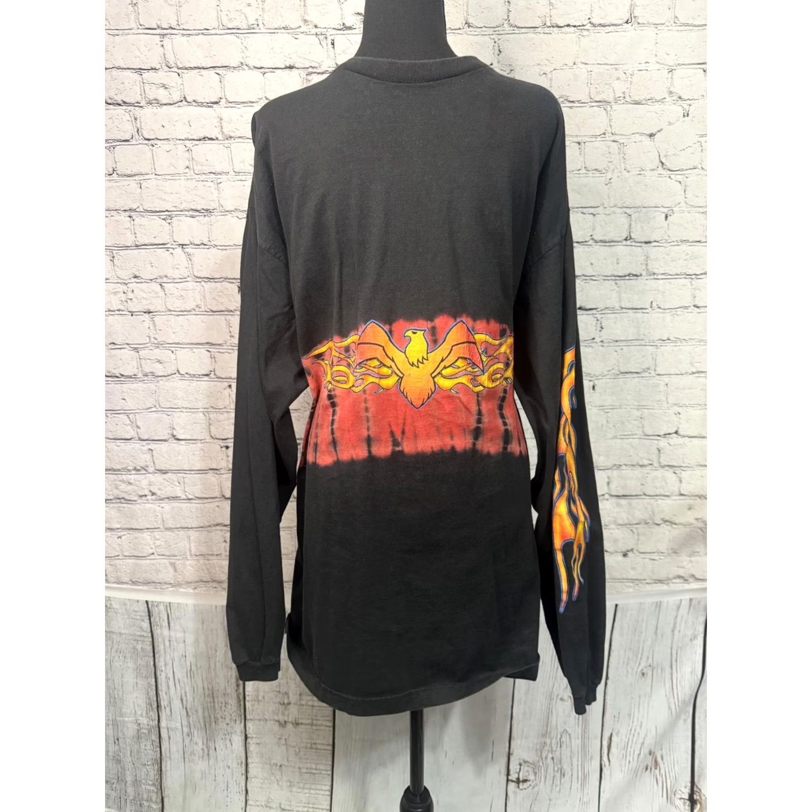 Vintage VINTAGE Extreme Limit Men's Shirt XXL Long Sleeve Crew Neck Phoenix Flame Design Black 2XL Size US XXL / EU 58 / 5 - 6 Thumbnail