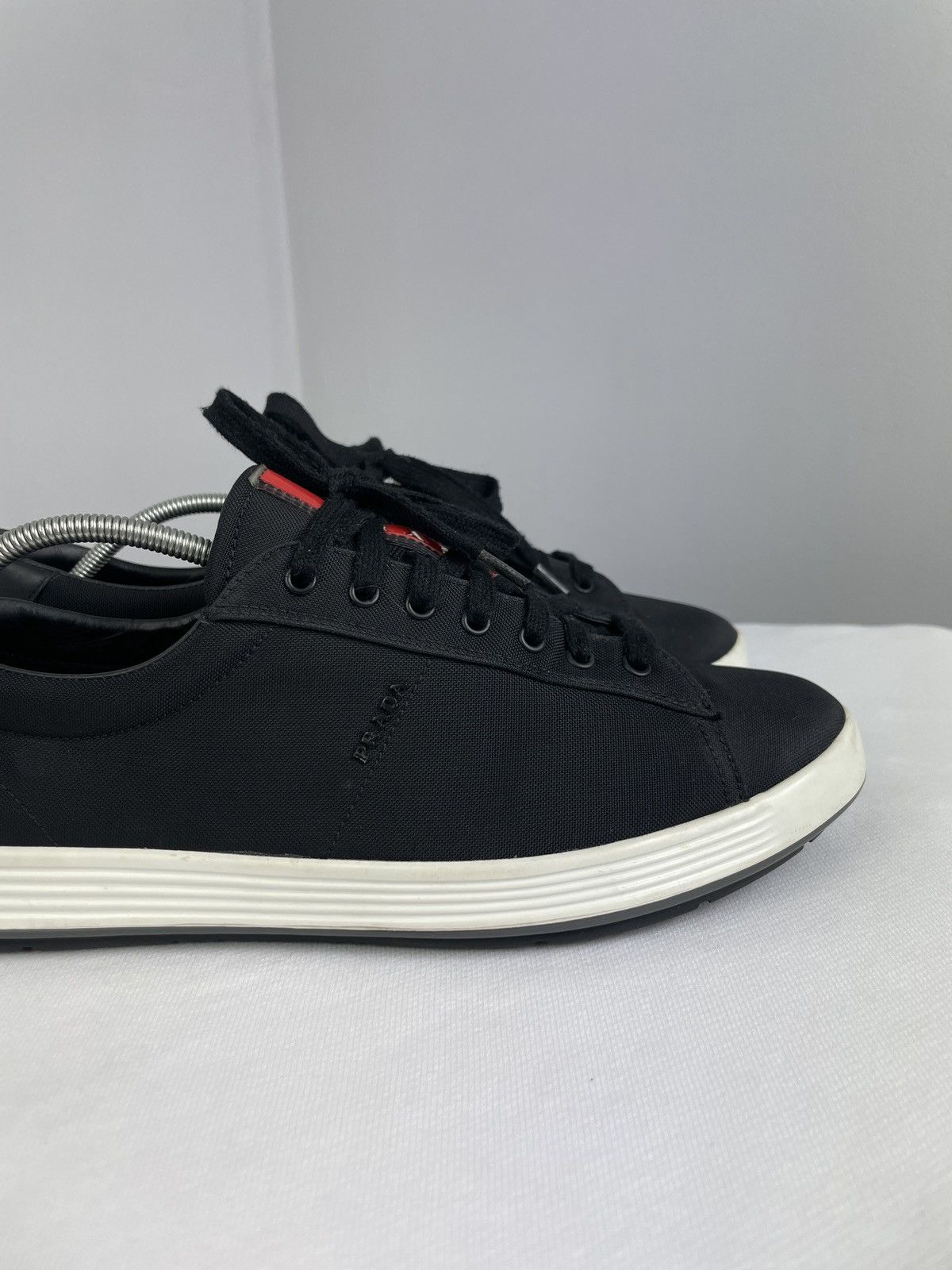 Prada Prada Linea Rossa Black Nylon Sneakers – Vitello Plume Size US 8 / EU 41 - 4 Thumbnail