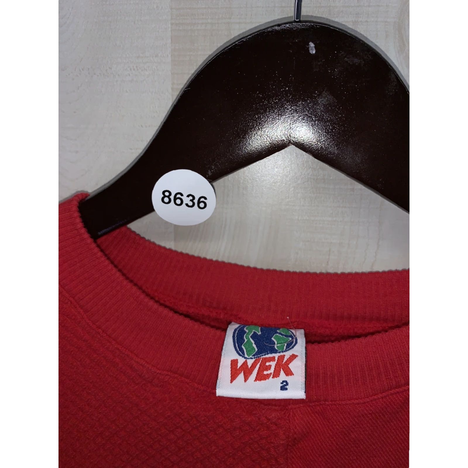 Vintage VINTAGE Wek the World Mens Textured Red Sweatshirt-8636 XL 1990s Size US XL / EU 56 / 4 - 3 Thumbnail