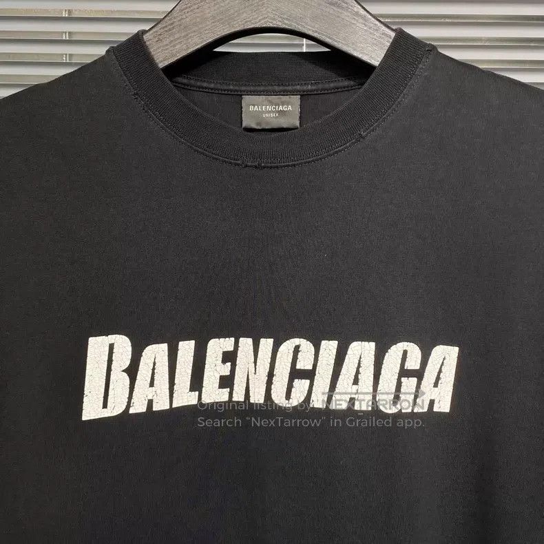 Balenciaga Balenciaga Distressed Black Short Sleeve T-Shirt with Crac Size US XXS / EU 40 - 3 Thumbnail