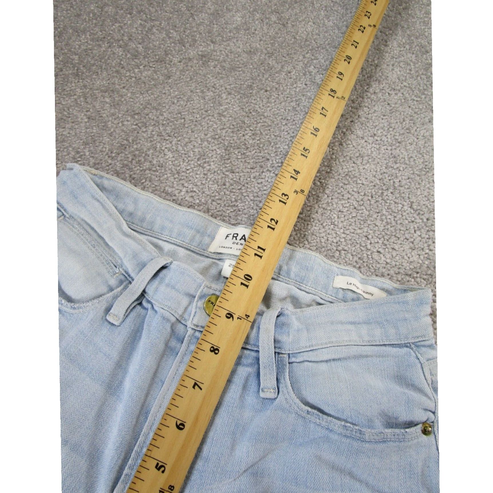 Frame Frame Womens 25 Le High Skinny Light Wash Denim Ripped Stain Size 42" / US 20 - 7 Thumbnail